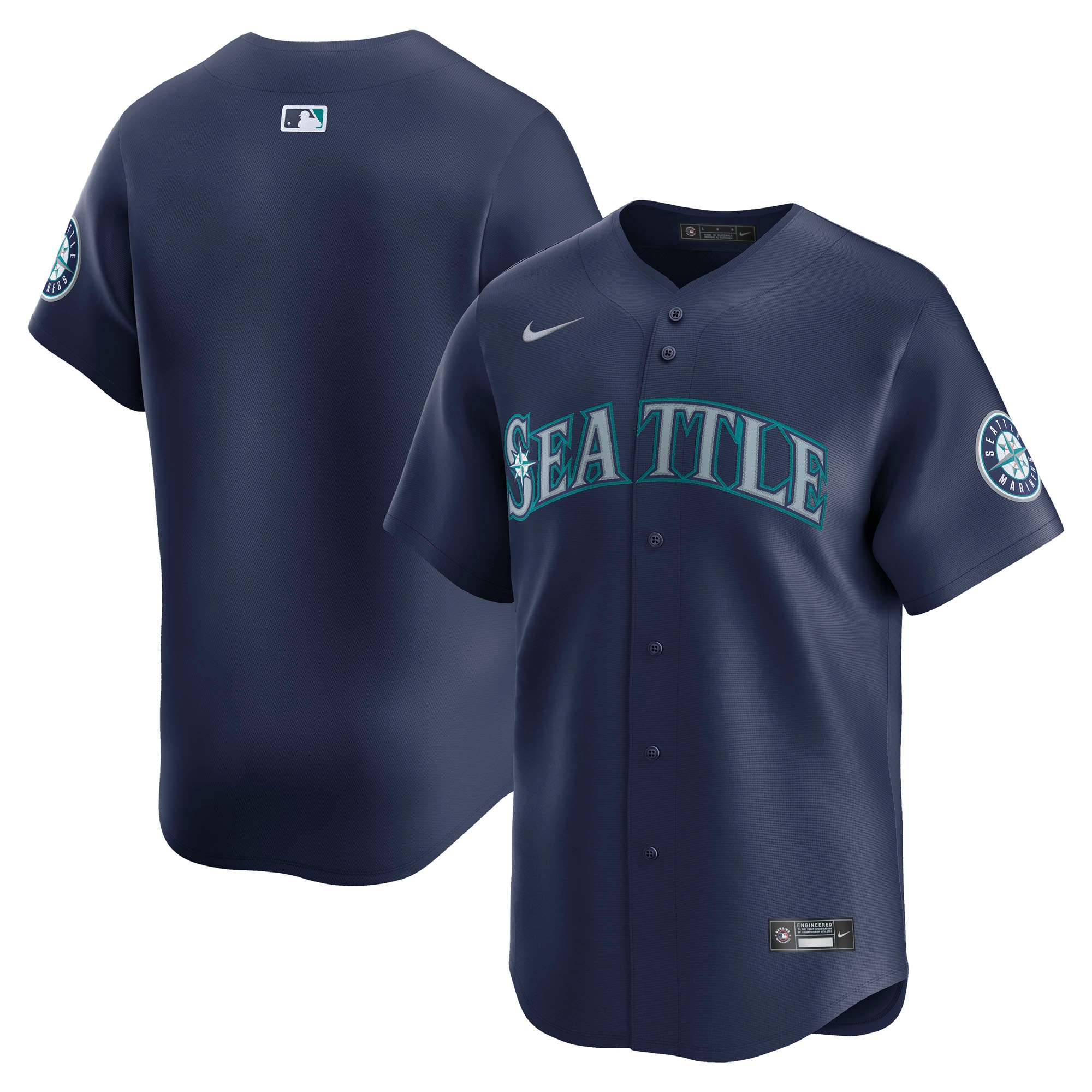 Men's Seattle Mariners Navy Road Limited Baseball Jersey 