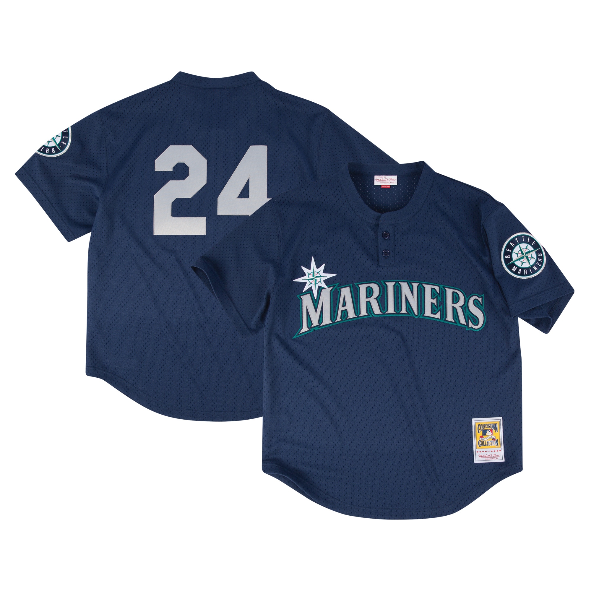 Men's Seattle Mariners Profile Navy Big & Tall Cooperstown Collection Mesh Batting Practice Baseball Jersey 