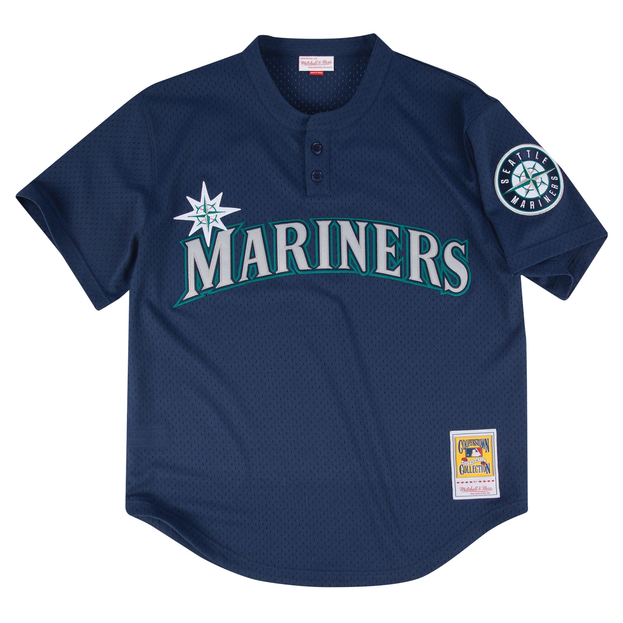 Alternative view of Men's Seattle Mariners Profile Navy Big & Tall Cooperstown Collection Mesh Batting Practice Baseball Jersey 