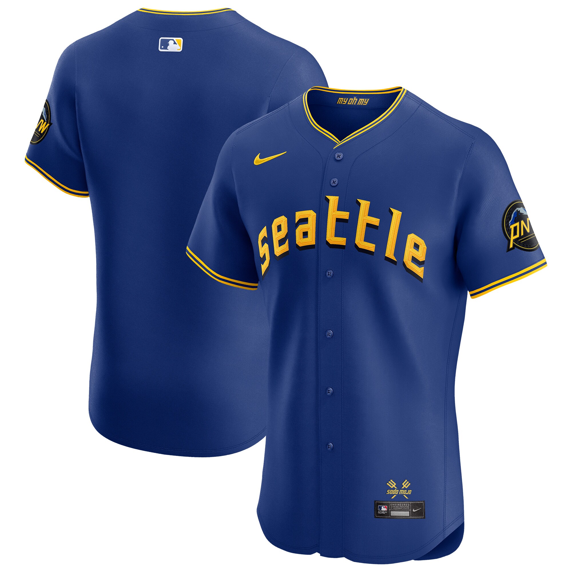 Men's Seattle Mariners Royal City Connect Elite Baseball Jersey 