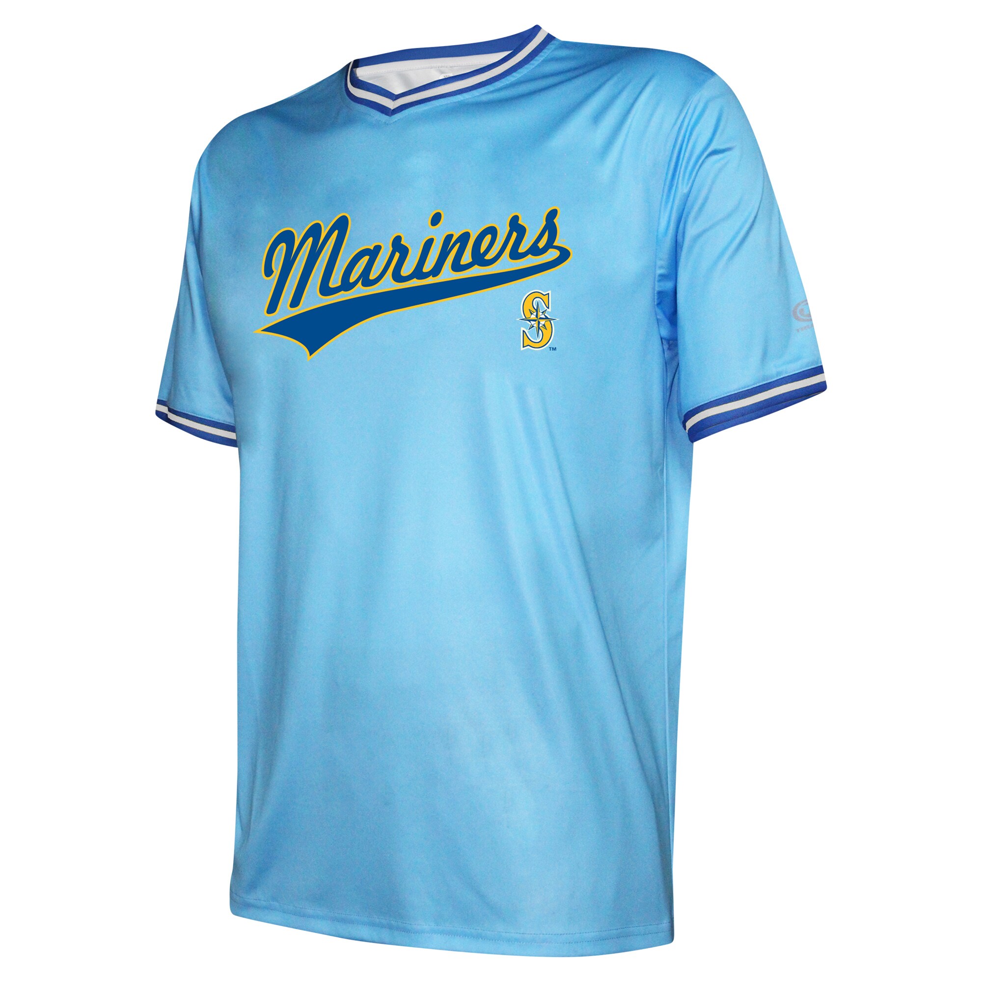 Alternative view of Men's Seattle Mariners Stitches Light Blue Cooperstown Collection Team Baseball Jersey 