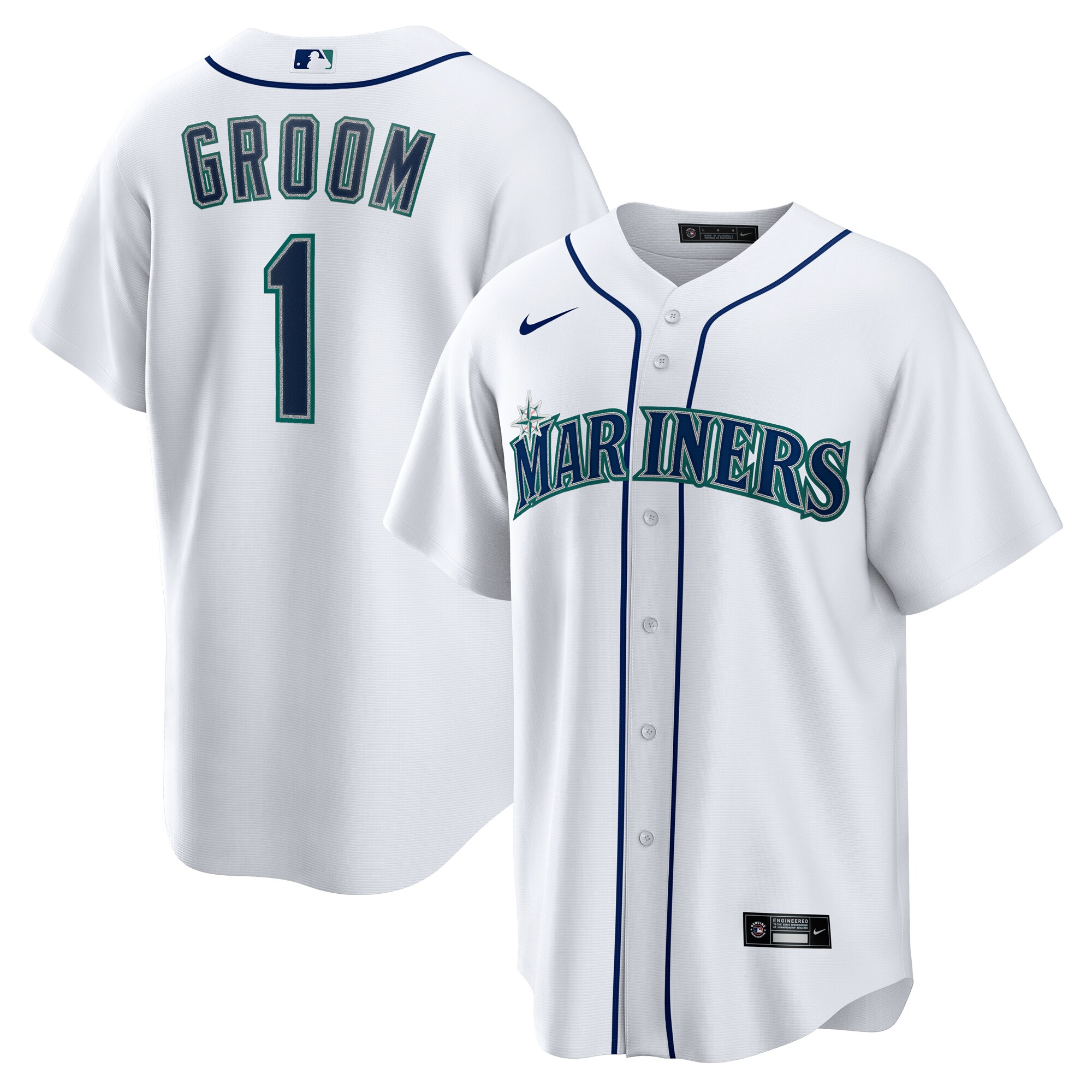 Men's Seattle Mariners White #1 Groom Home Baseball Jersey 
