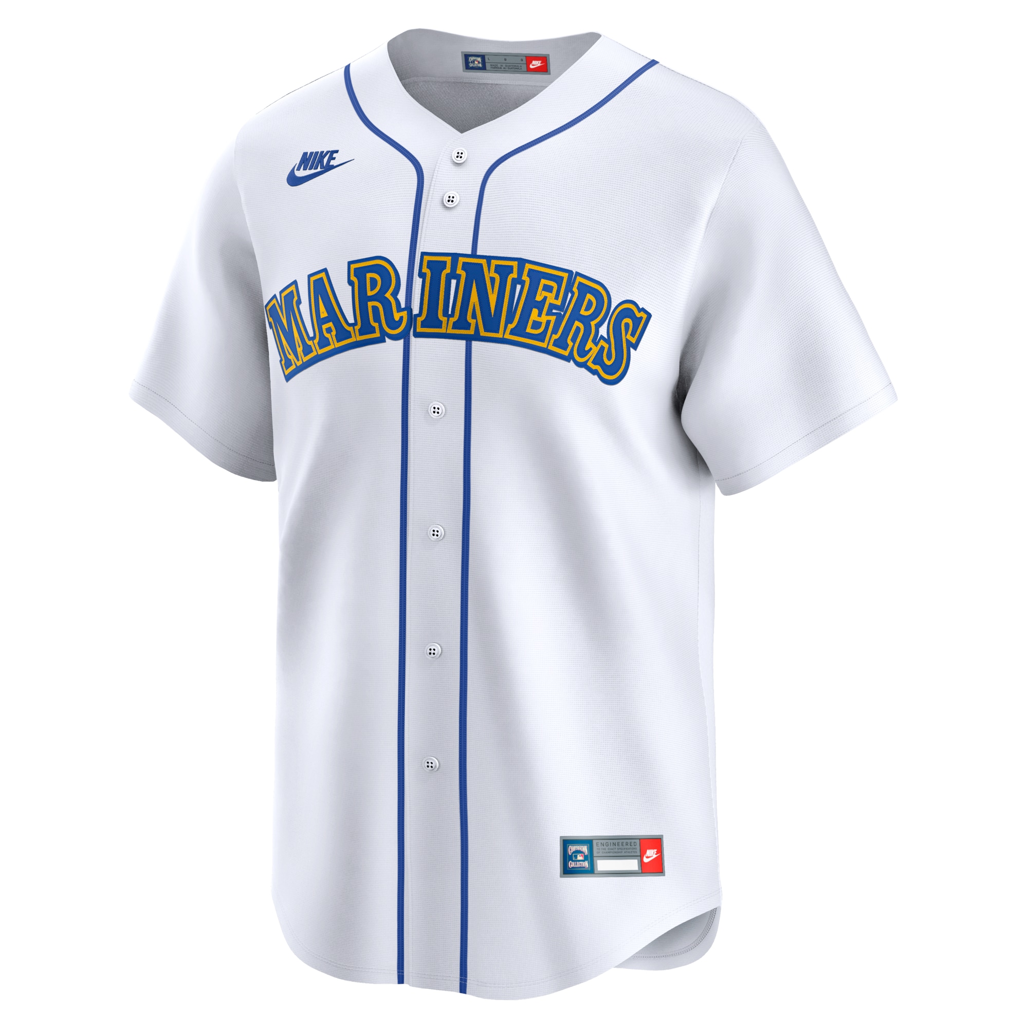 Alternative view of Men's Seattle Mariners White Cooperstown Collection Limited Baseball Jersey 