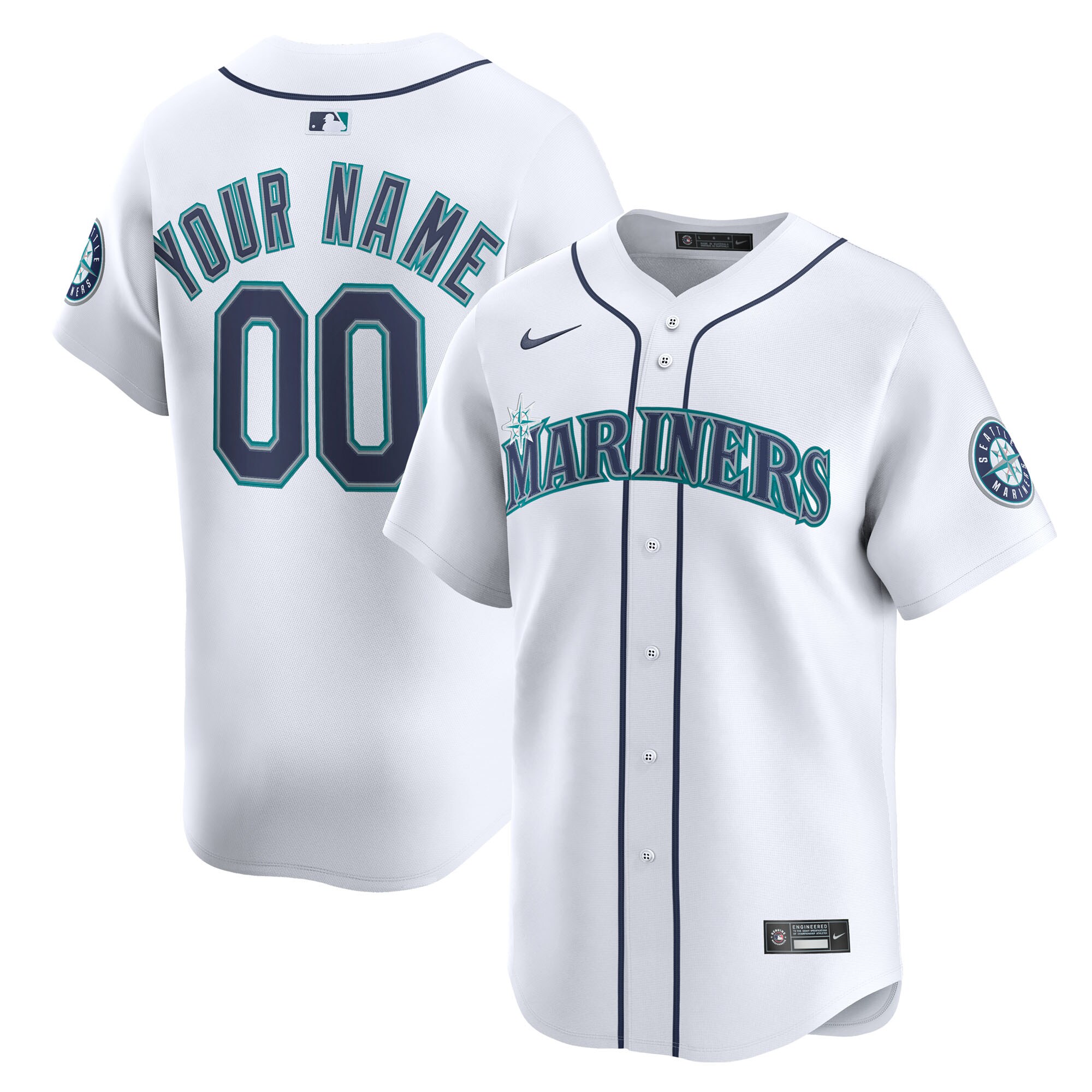 Men's Seattle Mariners White Home Limited Custom Baseball Jersey 