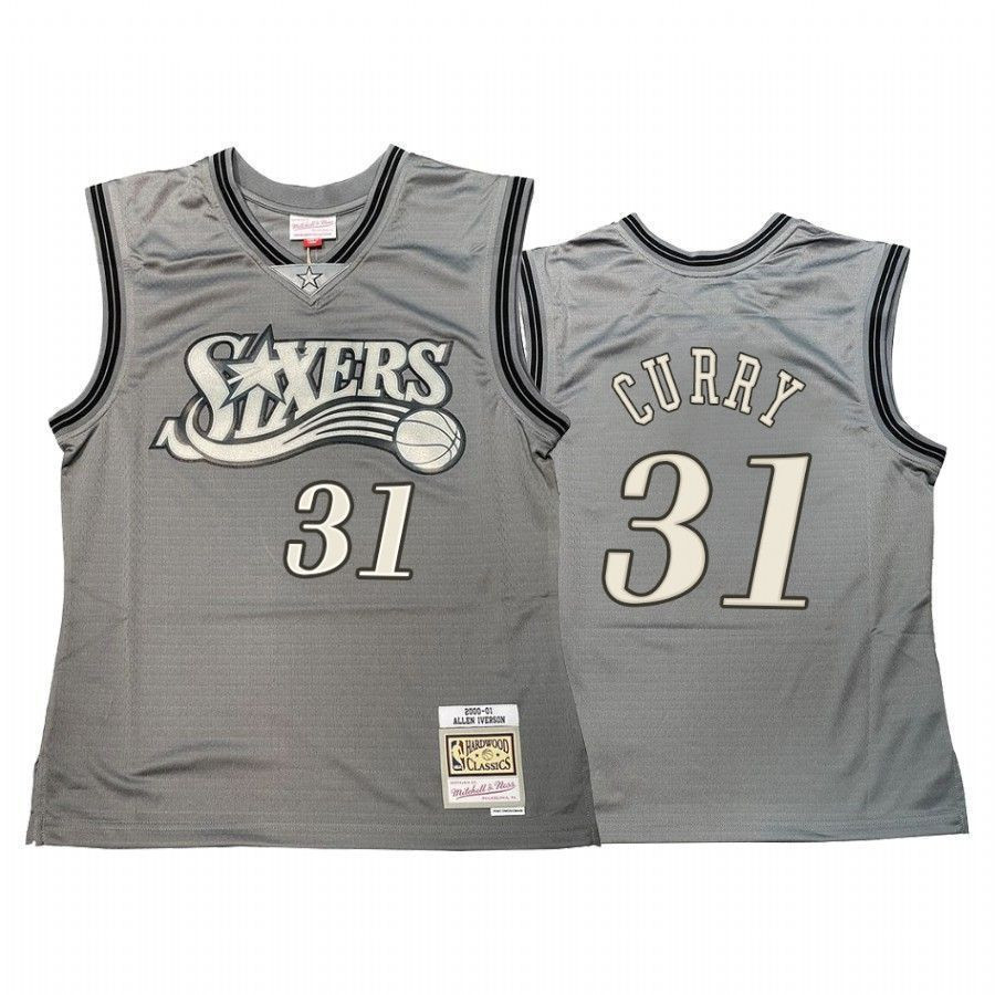 Men's Seth Curry 31 Philadelphia 76ers Hardwood Classics Basketball Jersey Gray - JS393 