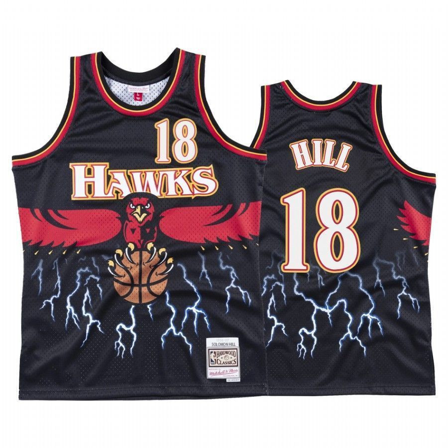 Men's Solomon Hill 18 Atlanta Hawks Black Lightning Basketball Jersey - JS341 