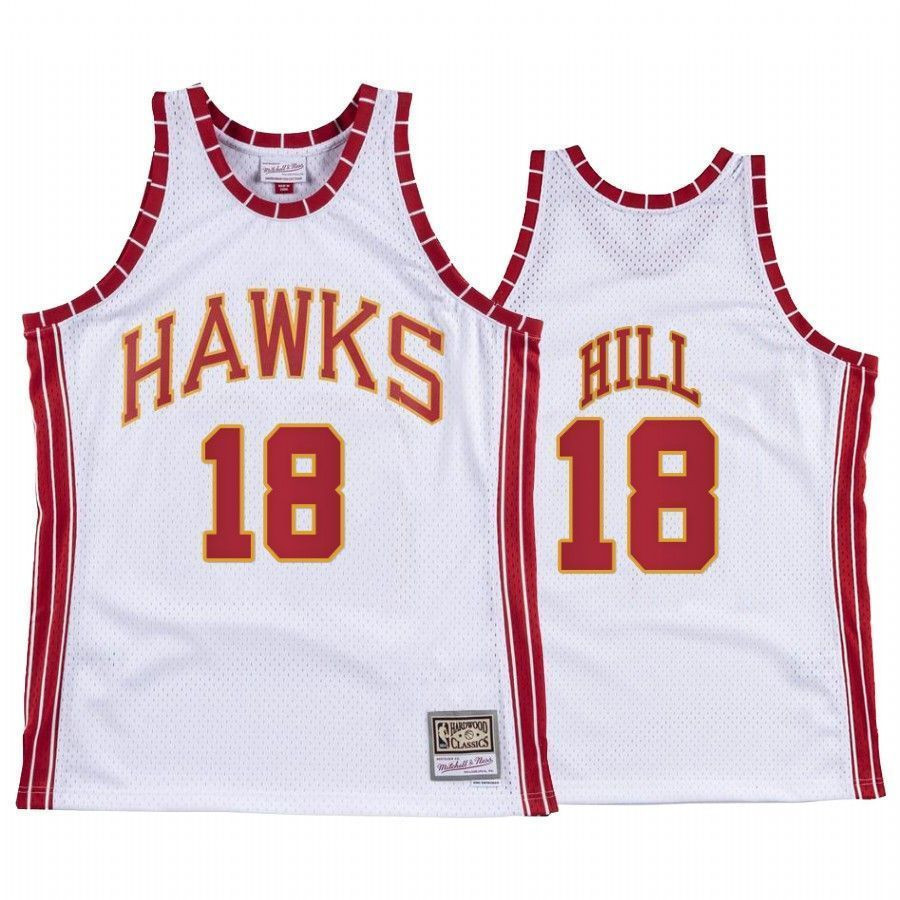 Men's Solomon Hill 18 Atlanta Hawks Hardwood Classics Basketball Jersey White - JS742 