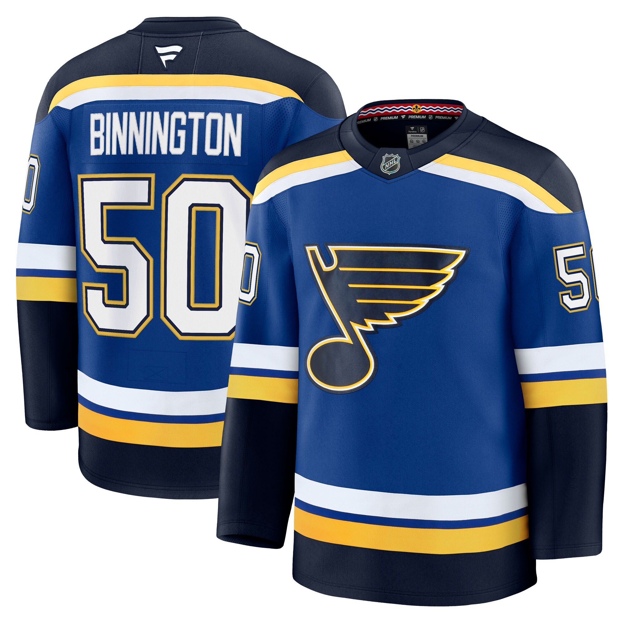 Men's St. Louis Blues Jordan Binnington Blue Home Premium Hockey Jersey - JS263 
