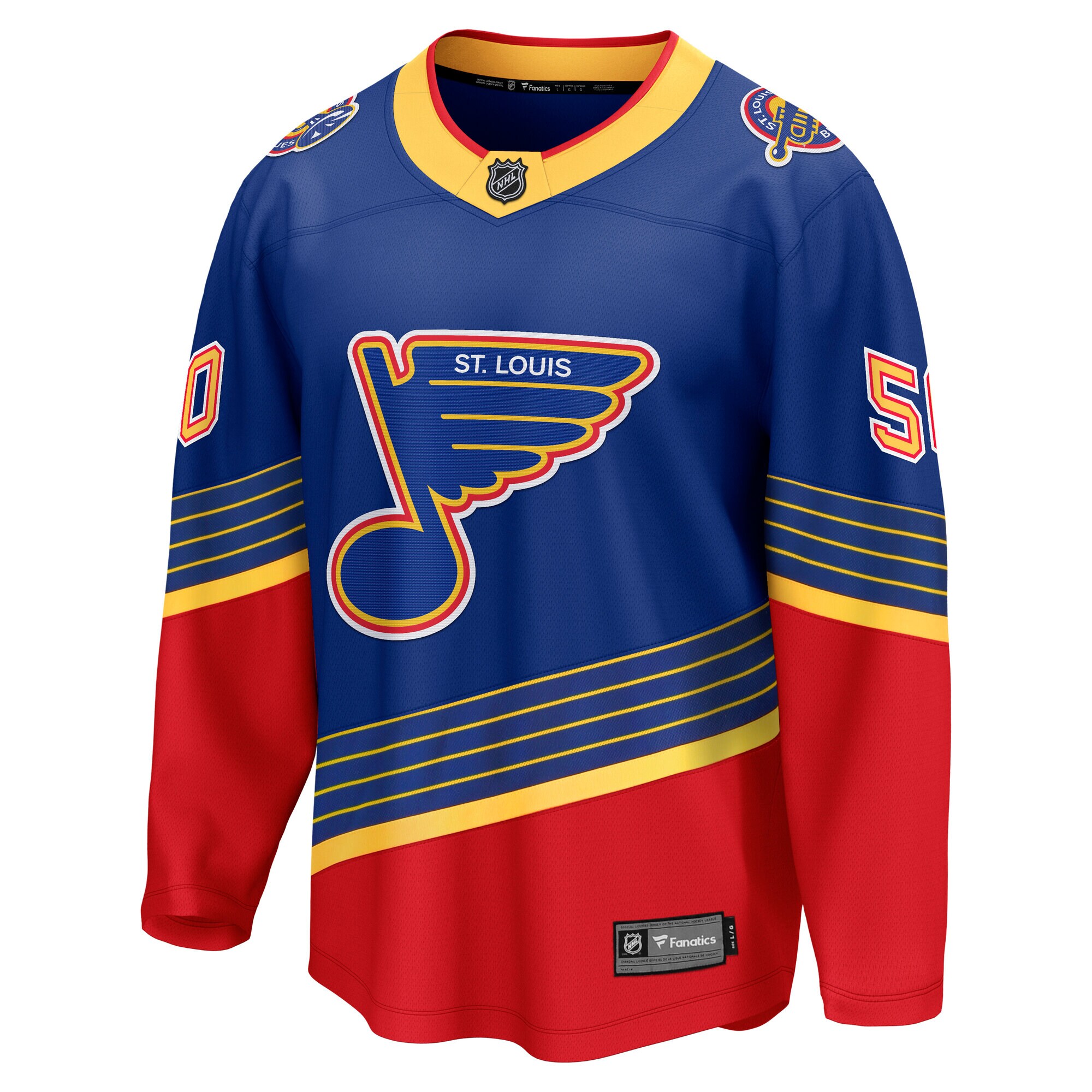 Alternative view of Men's St. Louis Blues Jordan Binnington Royal Alternate Premier Breakaway Player Hockey Jersey - JS402 