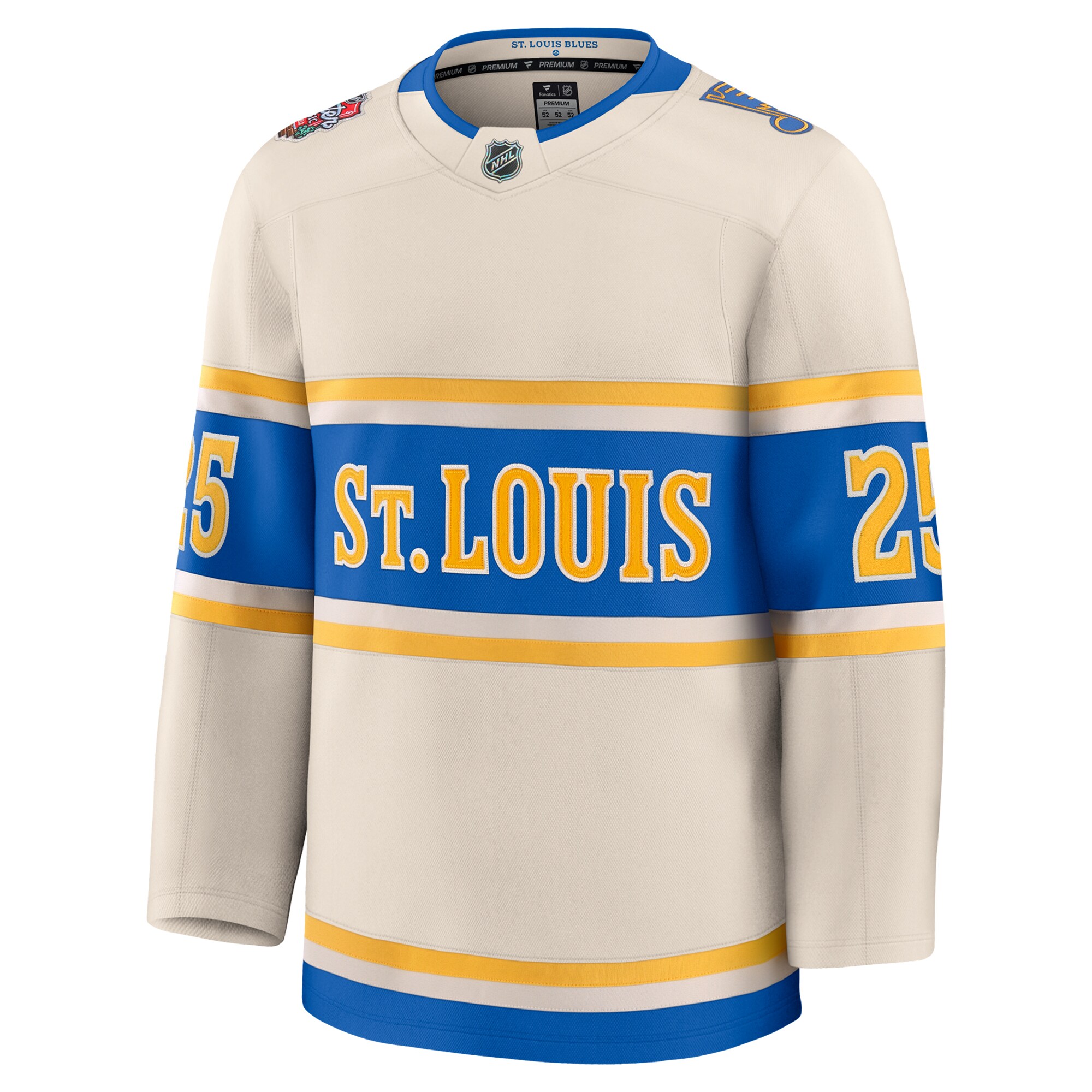 Alternative view of Men's St. Louis Blues Jordan Kyrou Cream 2025 NHL Winter Classic Premium Player Hockey Jersey - JS752 