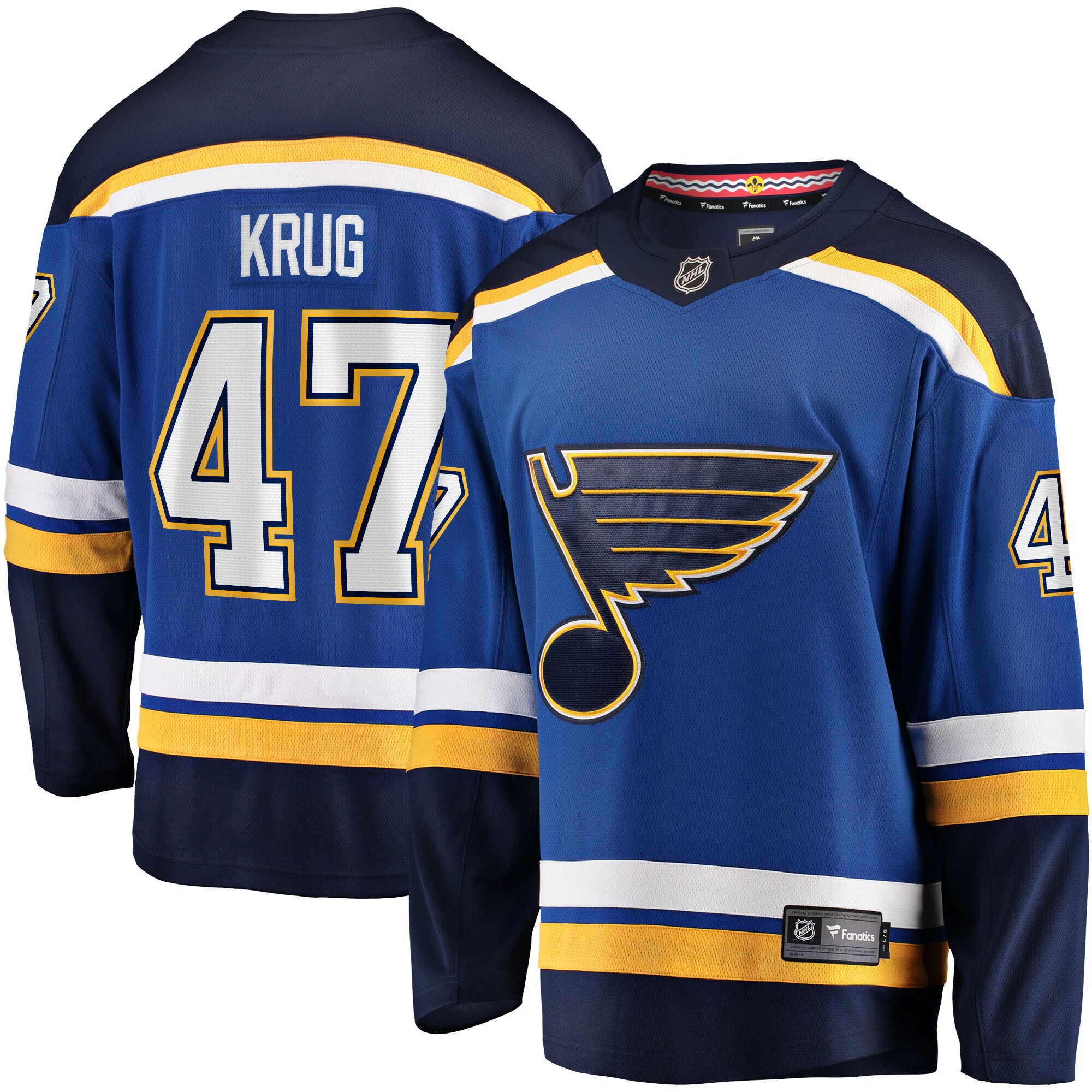Men's St. Louis Blues Torey Krug Blue Home Breakaway Hockey Jersey - JS529 