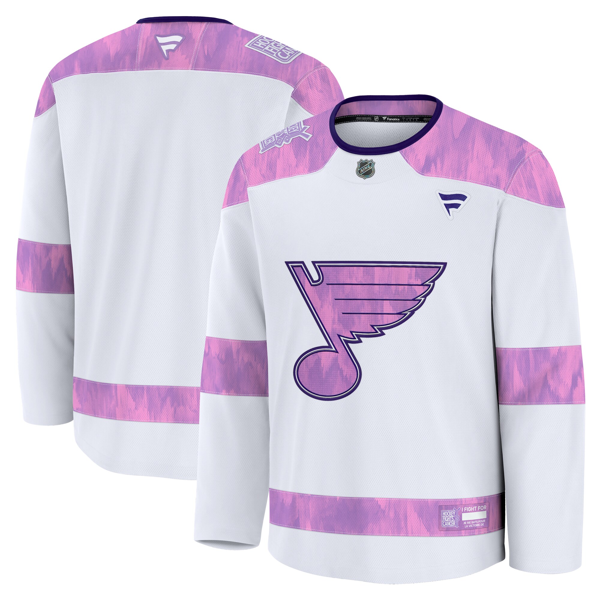 Men's St. Louis Blues White 2024 Hockey Fights Cancer Practice Hockey Jersey - JS887 