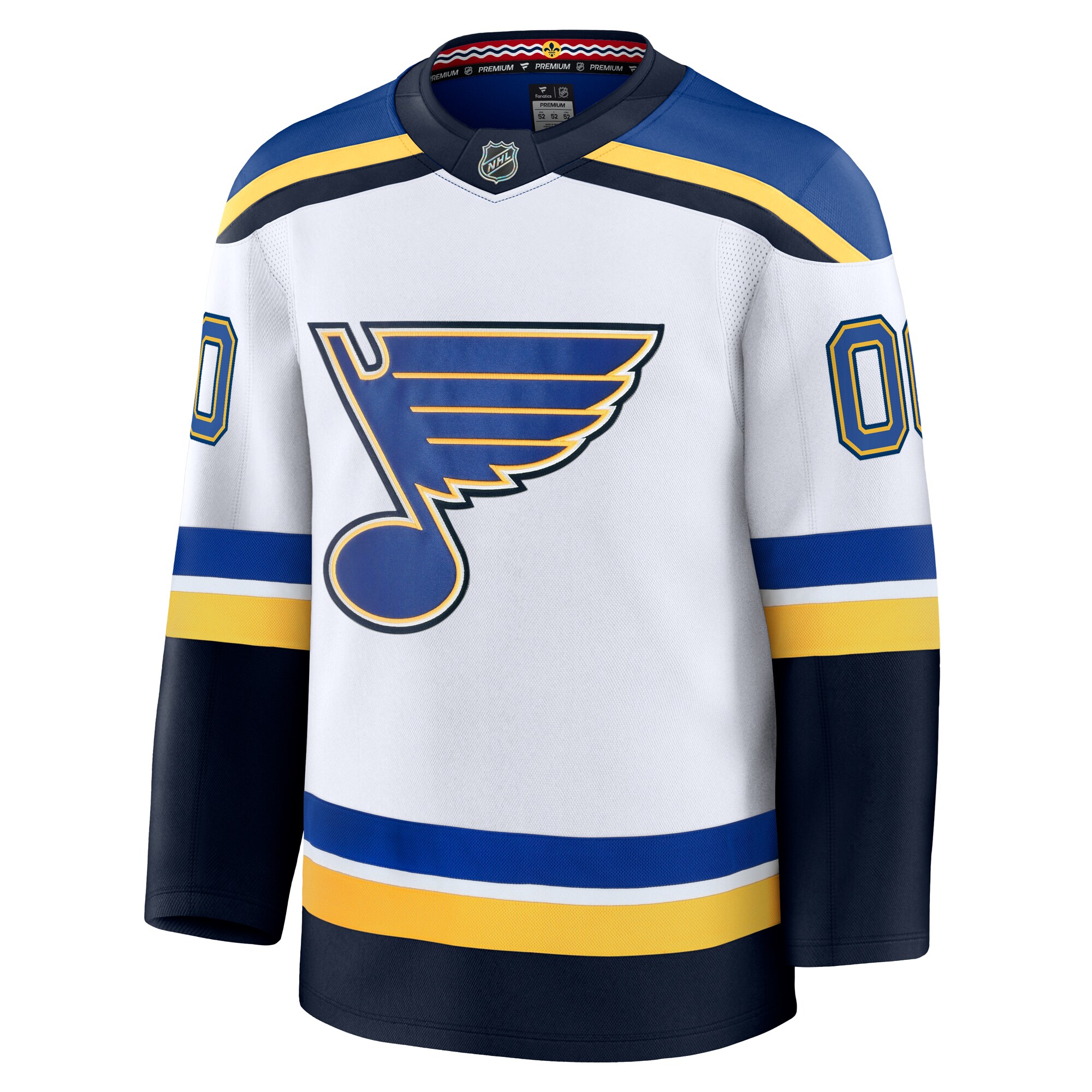 Alternative view of Men's St. Louis Blues White Away Premium Custom Hockey Jersey - JS261 