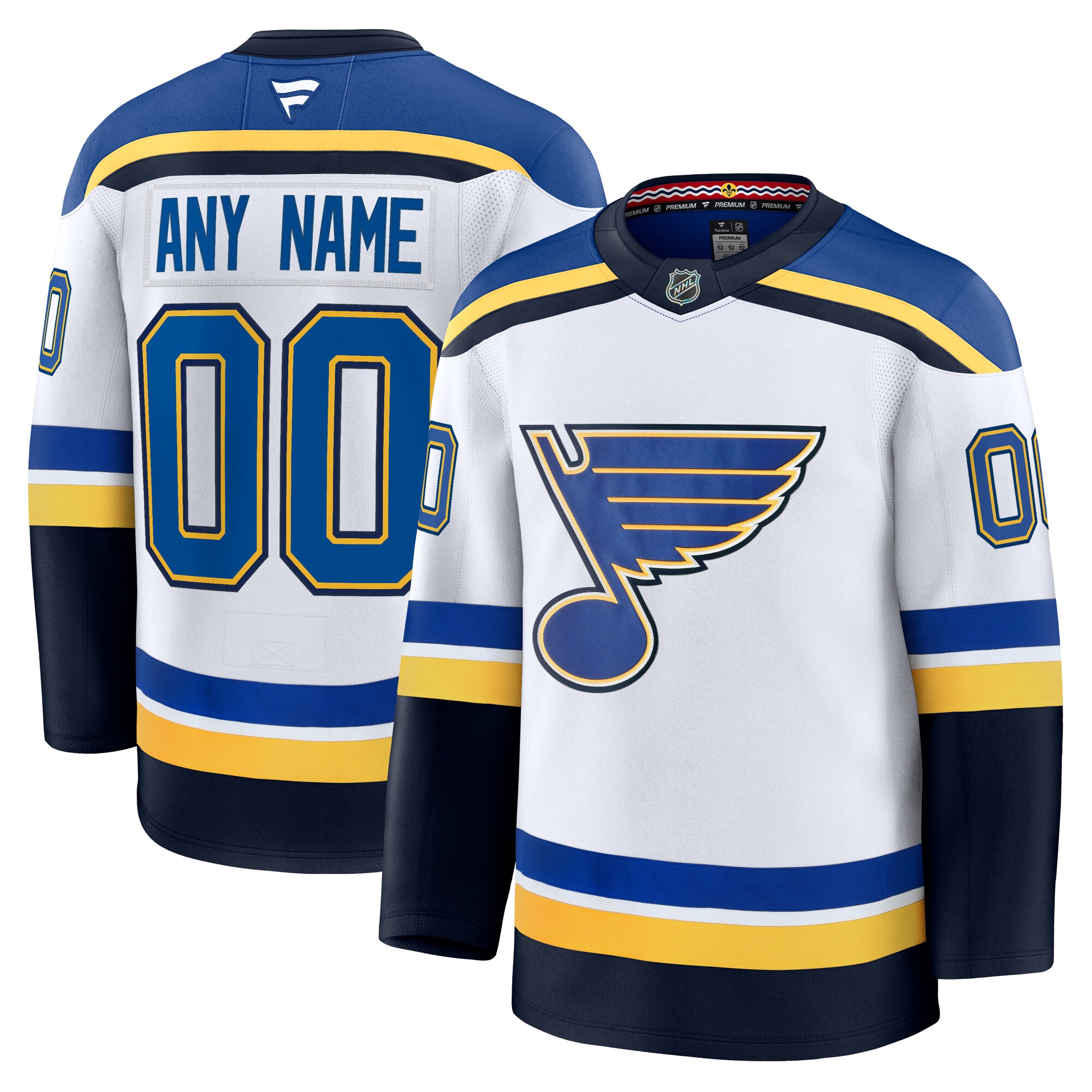 Men's St. Louis Blues White Away Premium Custom Hockey Jersey - JS687 