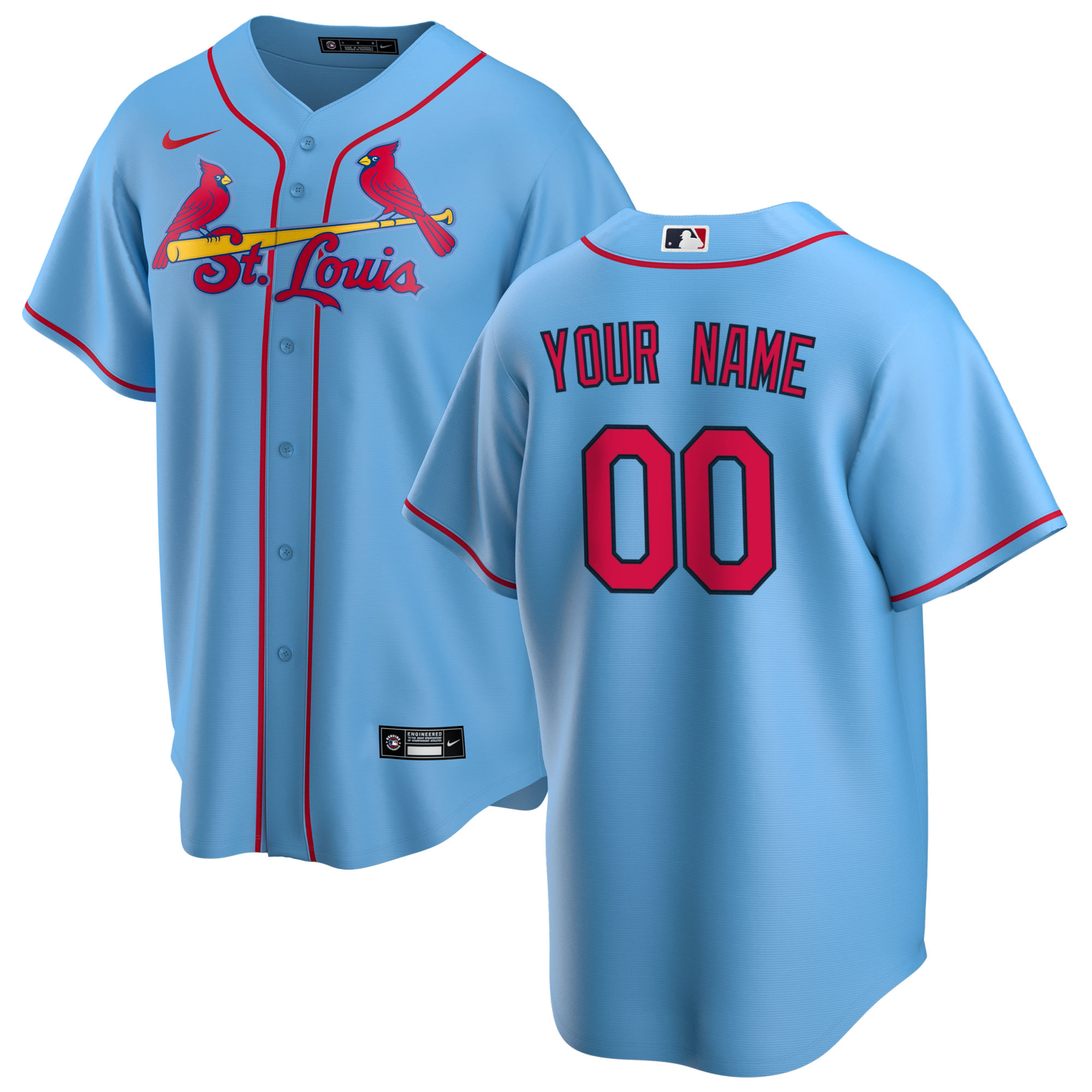 Men's St. Louis Cardinals Light Blue Alternate Custom Baseball Jersey 