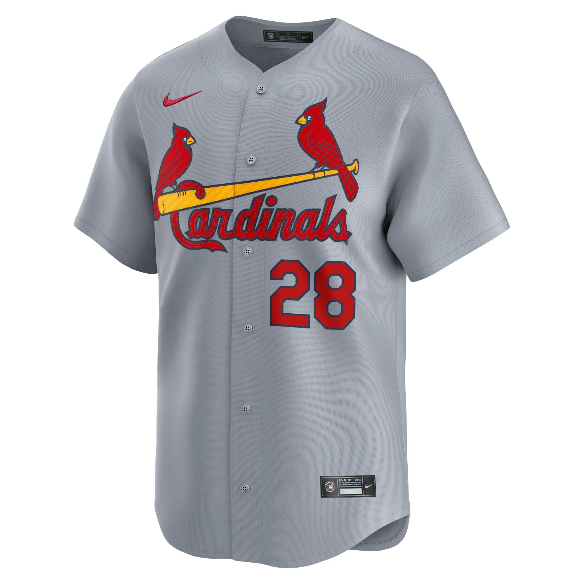 Alternative view of Men's St. Louis Cardinals Nolan Arenado Gray Away Limited Player Baseball Jersey 
