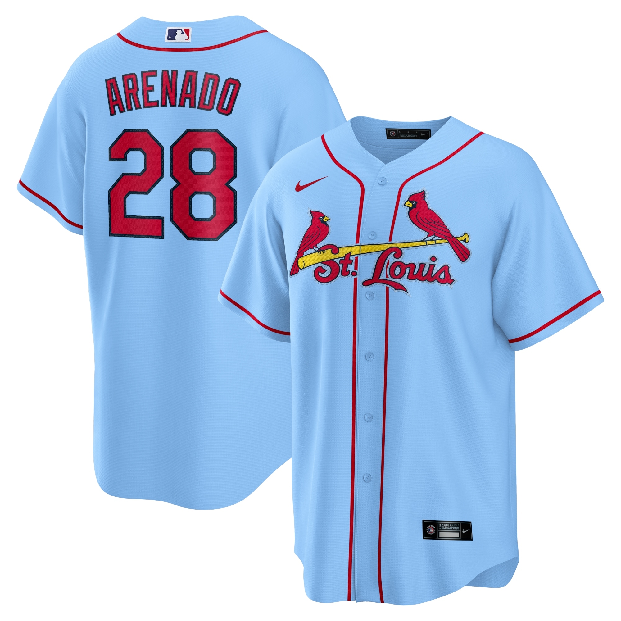 Men's St. Louis Cardinals Nolan Arenado Light Blue 2024 Alternate Baseball Jersey 