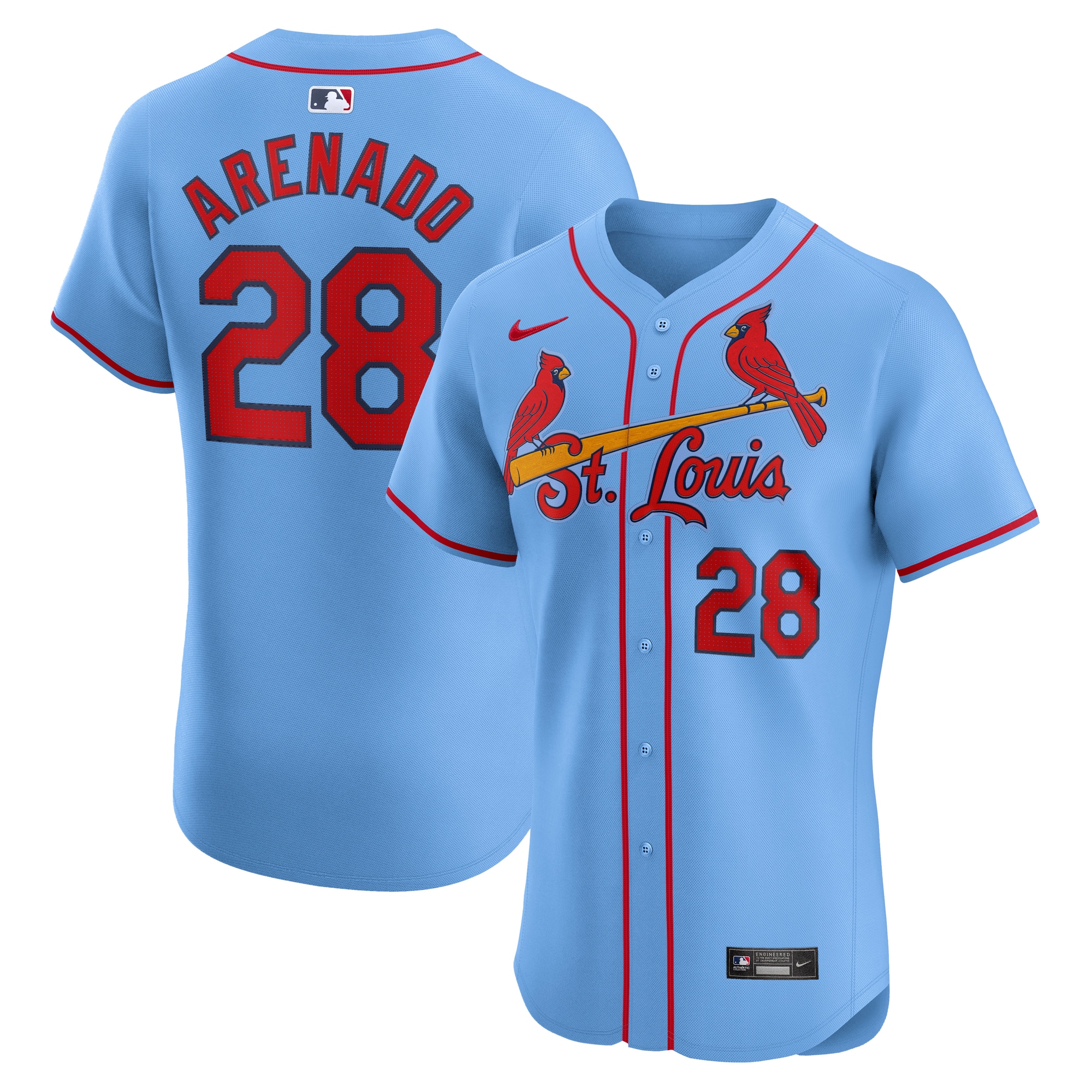 Men's St. Louis Cardinals Nolan Arenado Light Blue Alternate Elite Player Baseball Jersey 