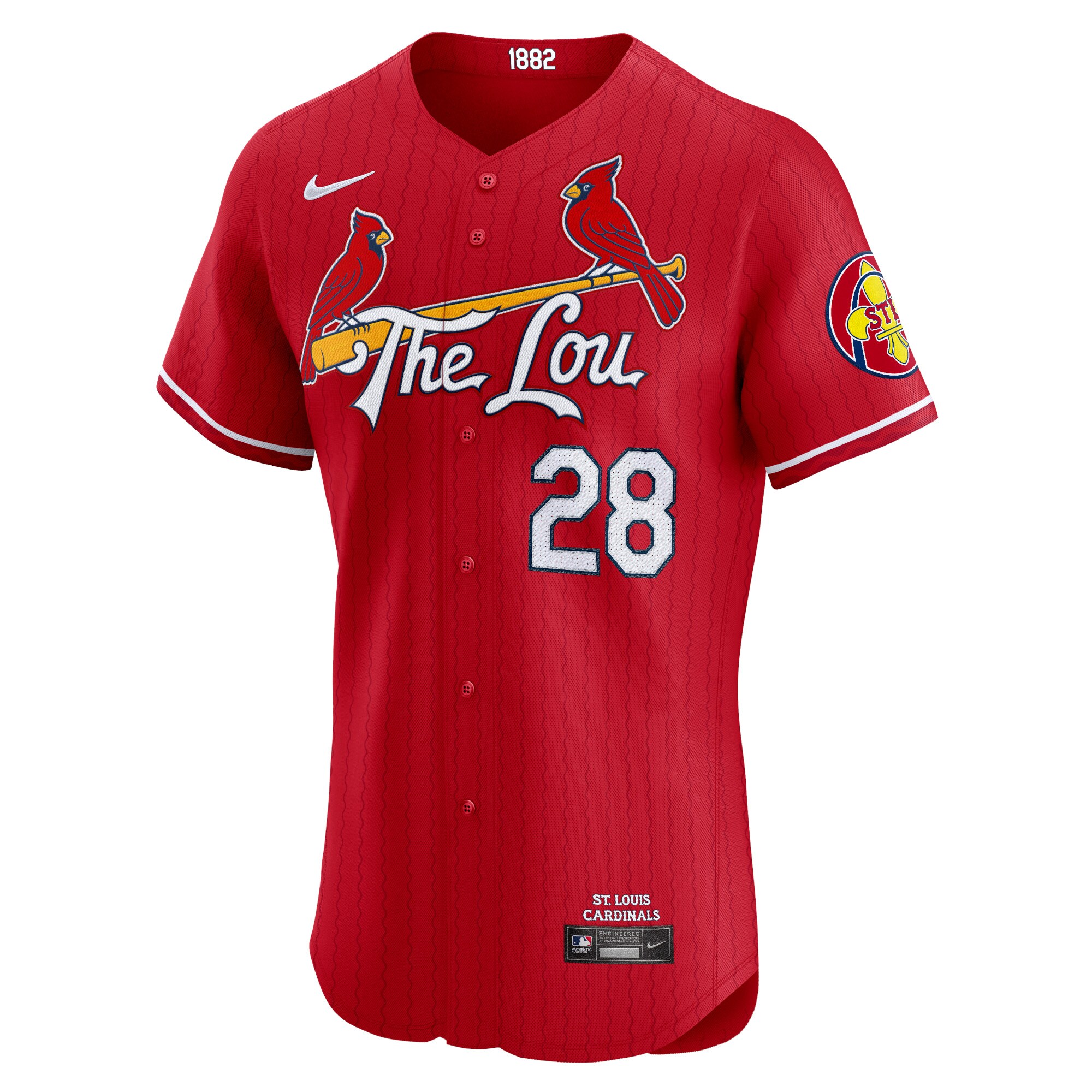 Alternative view of Men's St. Louis Cardinals Nolan Arenado Red 2024 City Connect Elite Player Baseball Jersey 