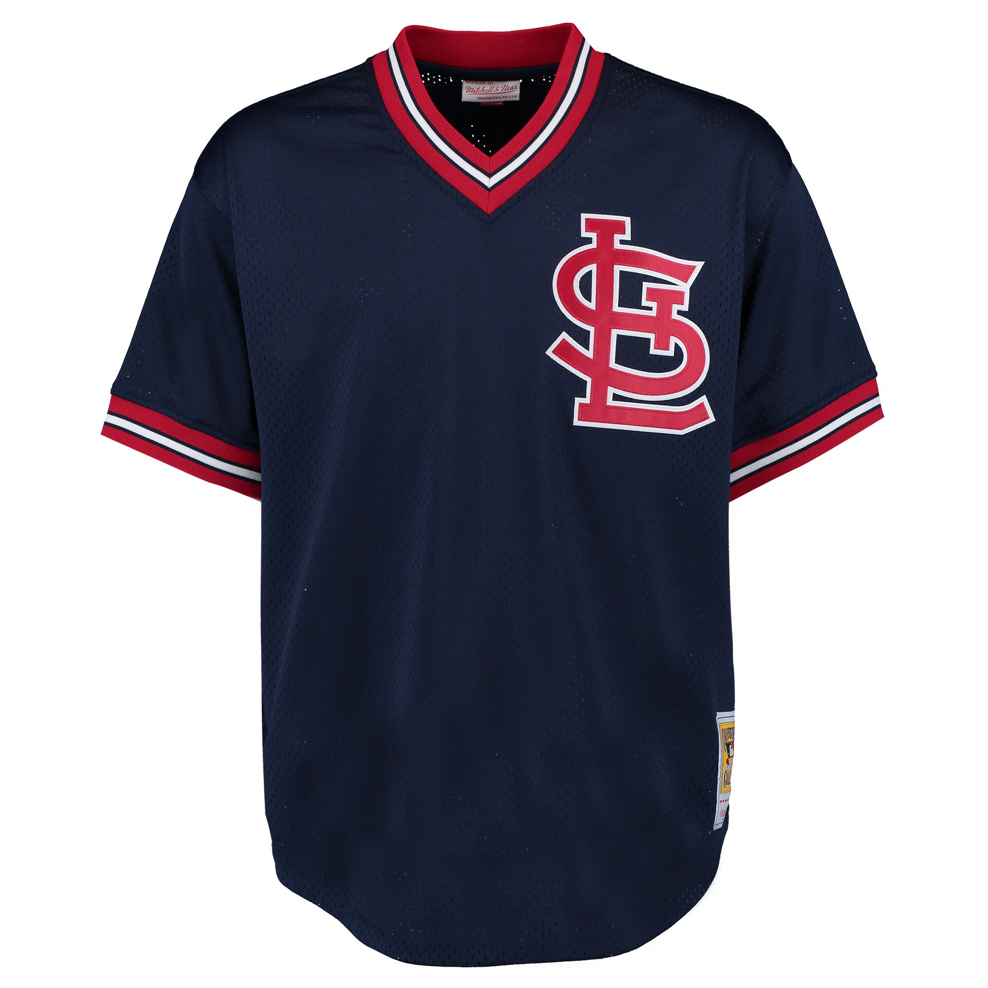 Alternative view of Men's St. Louis Cardinals Ozzie Smith Mitchell & Ness Navy 1994 Cooperstown Collection Mesh Batting Practice Baseball Jersey 