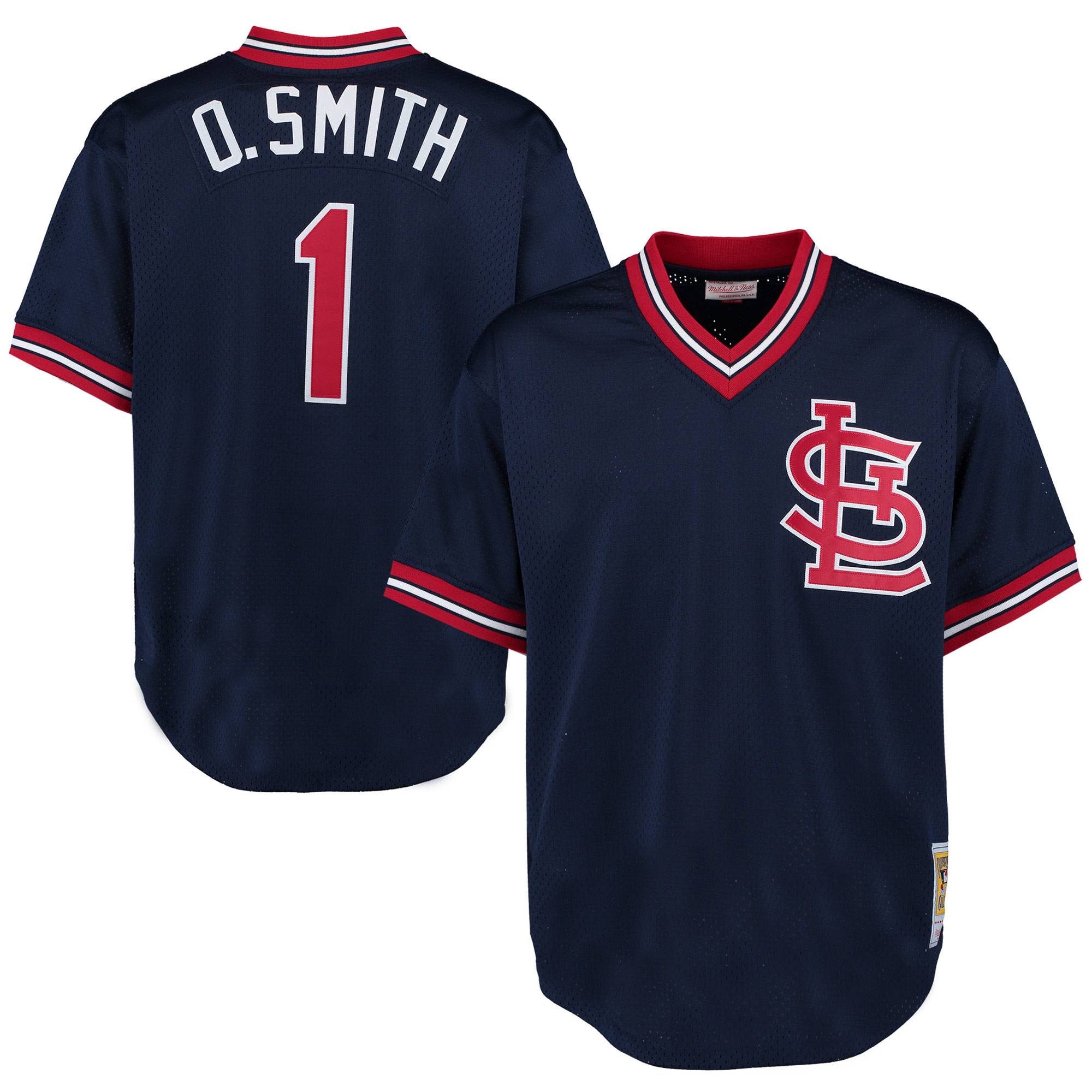 Men's St. Louis Cardinals Ozzie Smith Mitchell & Ness Navy 1994 Cooperstown Collection Mesh Batting Practice Baseball Jersey 