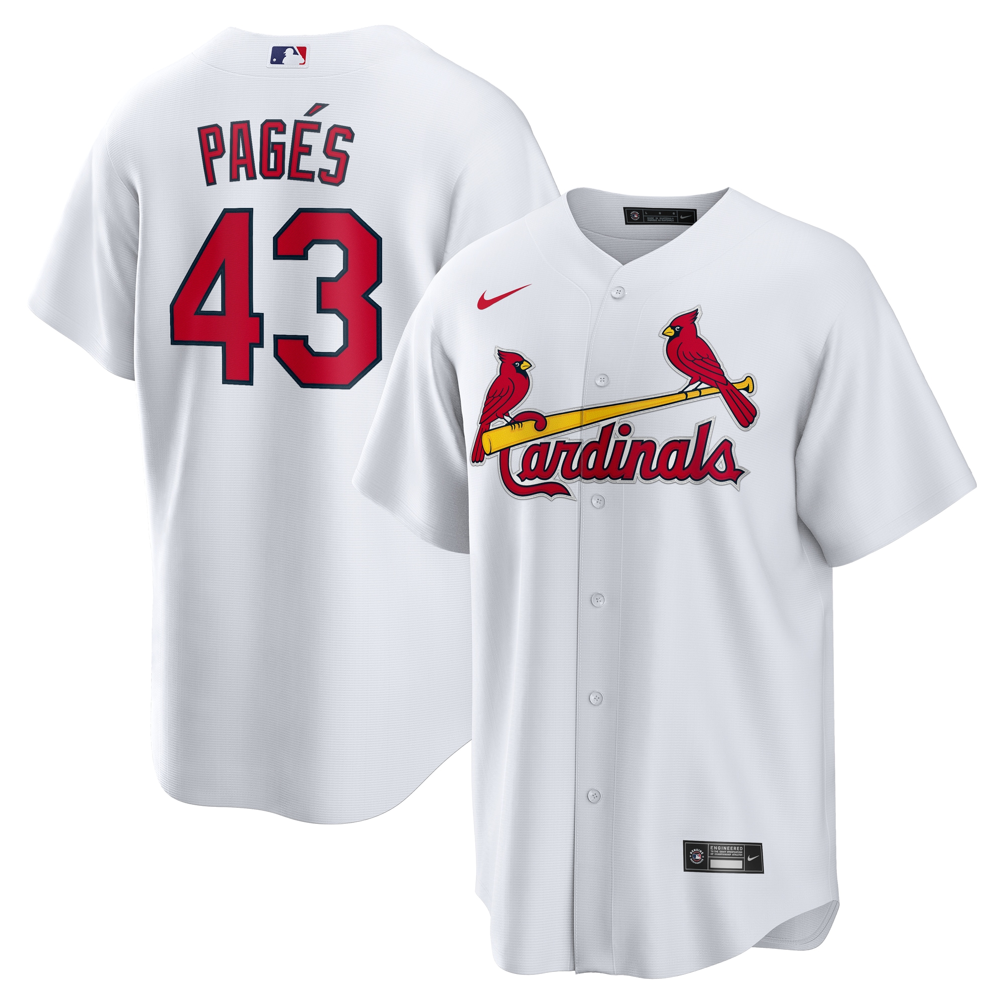 Men's St. Louis Cardinals Pedro Pagés White Home Baseball Jersey 