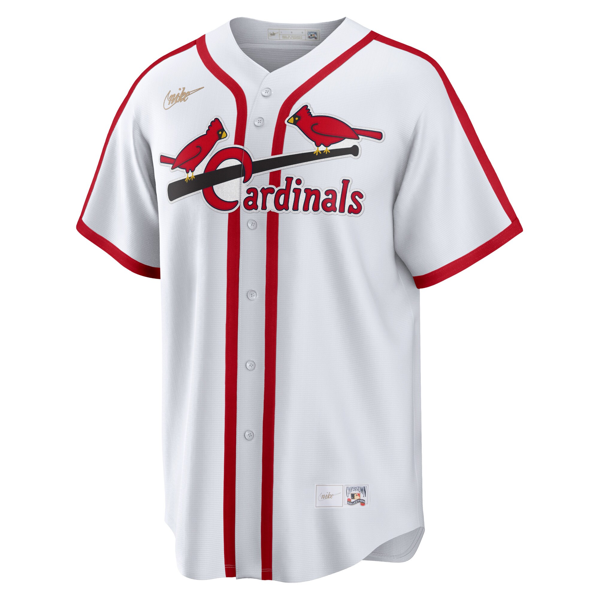 Alternative view of Men's St. Louis Cardinals Stan Musial White Home Cooperstown Collection Player Baseball Jersey 