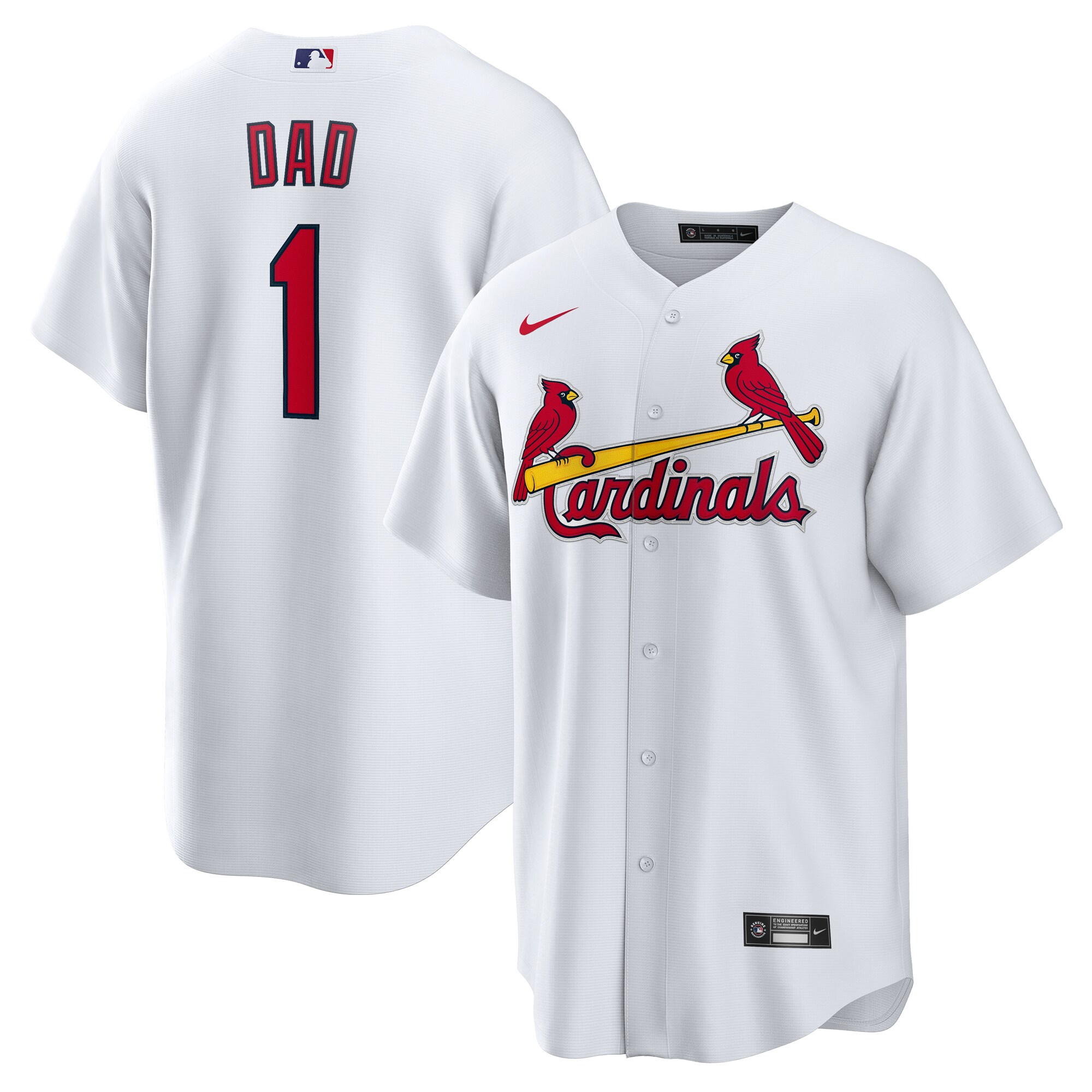 Men's St. Louis Cardinals White #1 Dad Home Baseball Jersey 