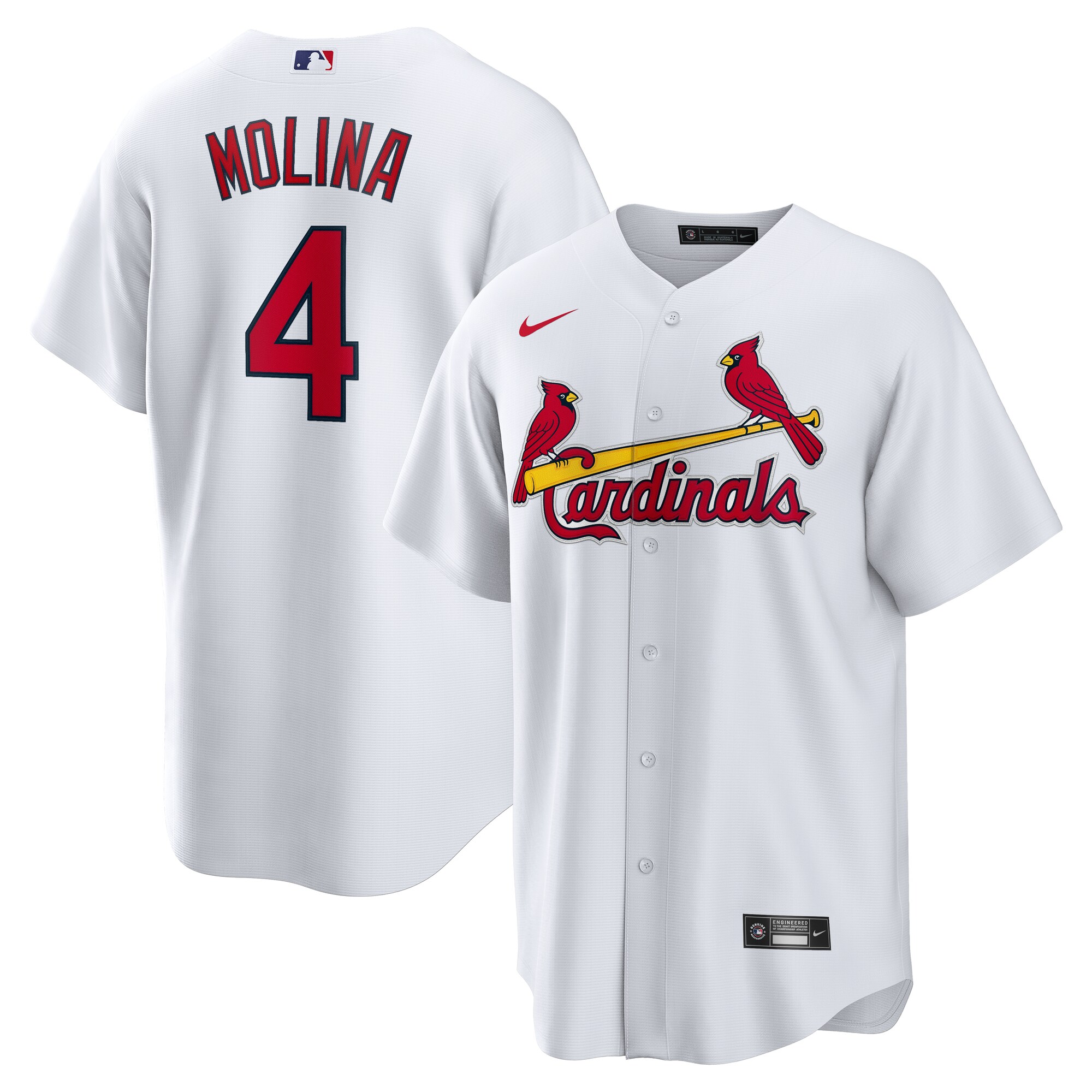 Men's St. Louis Cardinals Yadier Molina White Home Retired Player Baseball Jersey 