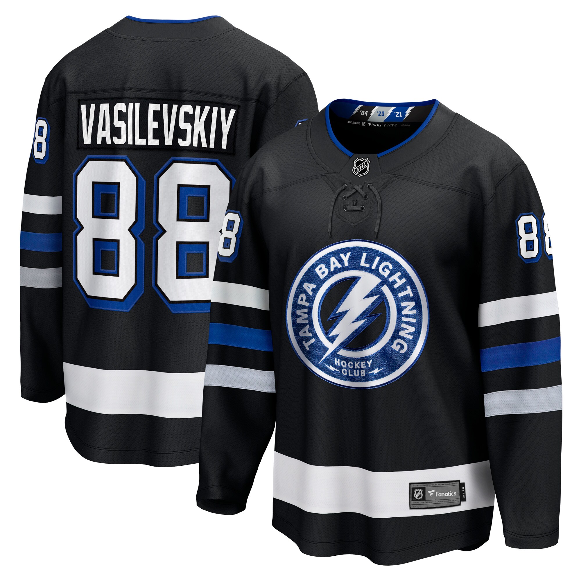 Men's Tampa Bay Lightning Andrei Vasilevskiy Black Alternate Premier Breakaway Player Hockey Jersey - JS548 