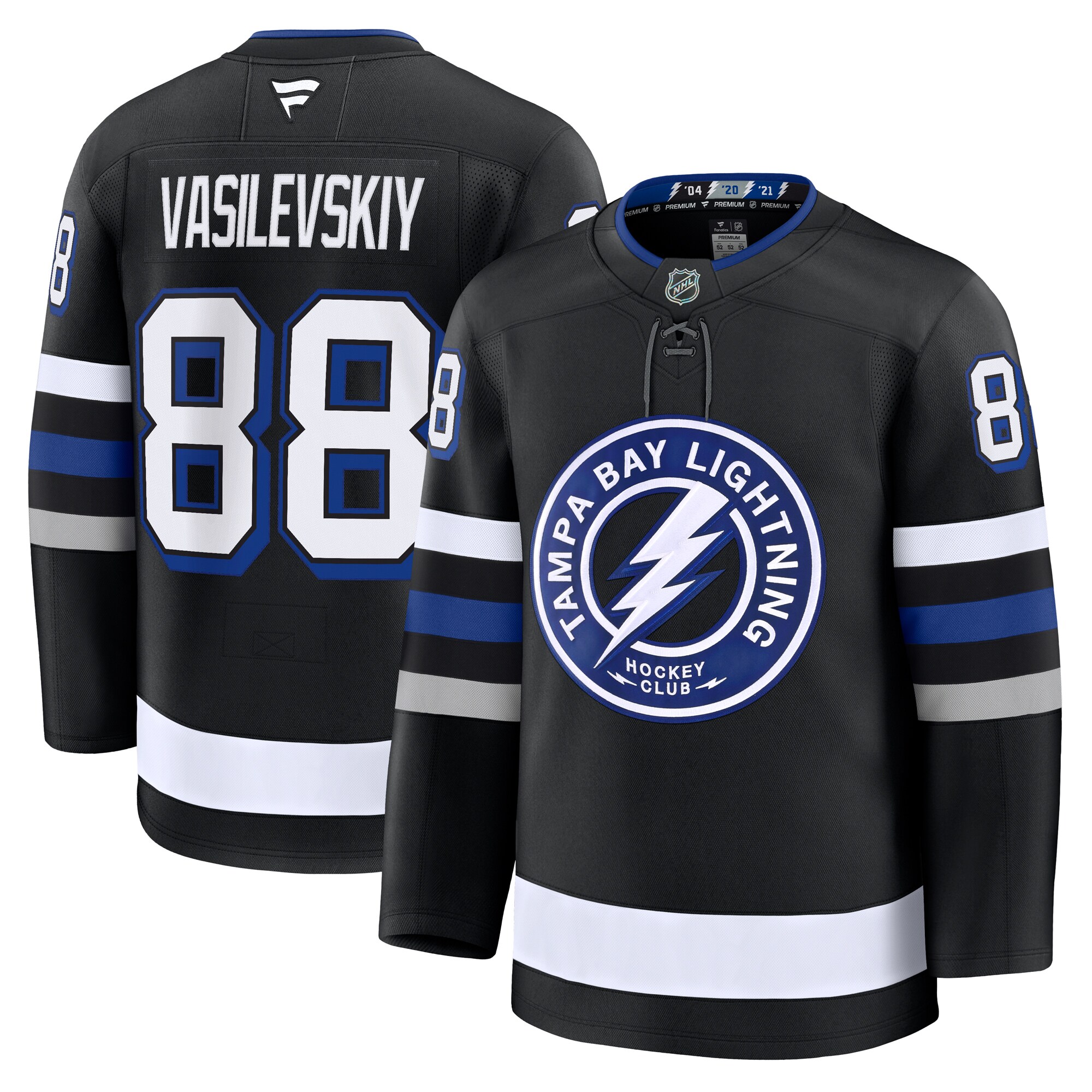 Men's Tampa Bay Lightning Andrei Vasilevskiy Black Alternate Premium Hockey Jersey - JS940 