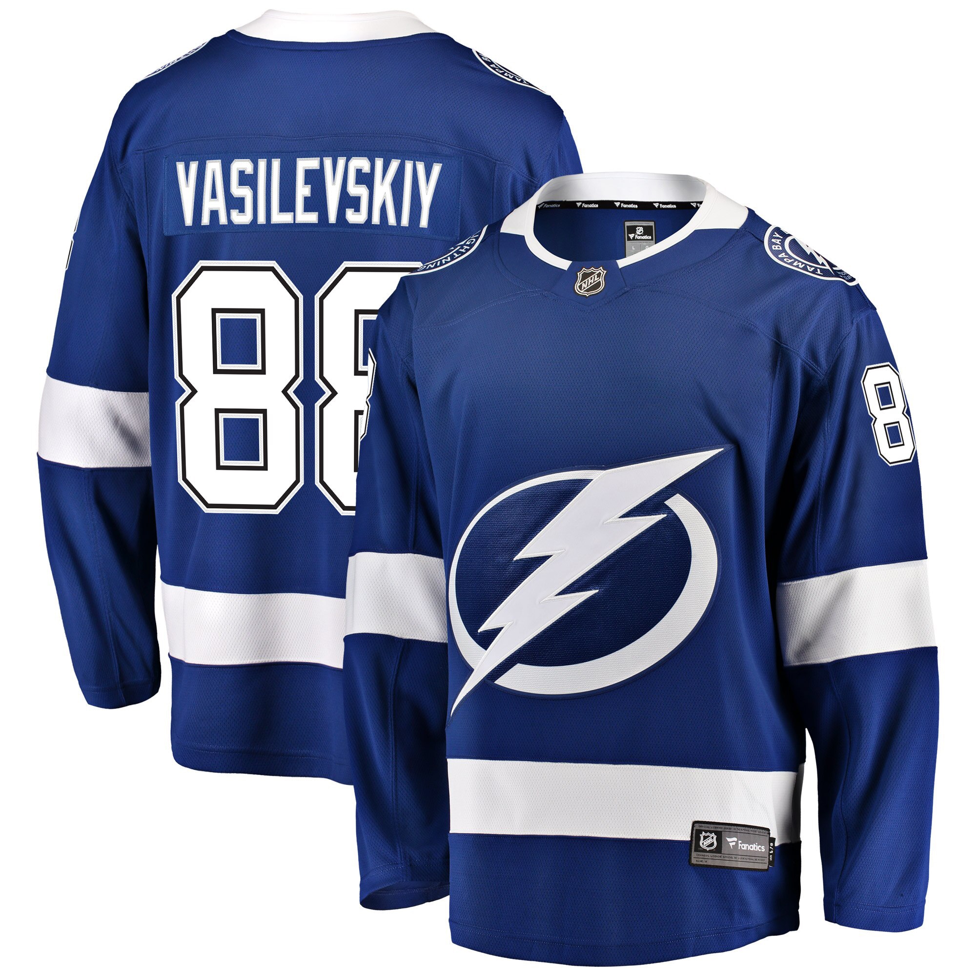 Men's Tampa Bay Lightning Andrei Vasilevskiy Blue Home Premier Breakaway Player Hockey Jersey - JS628 