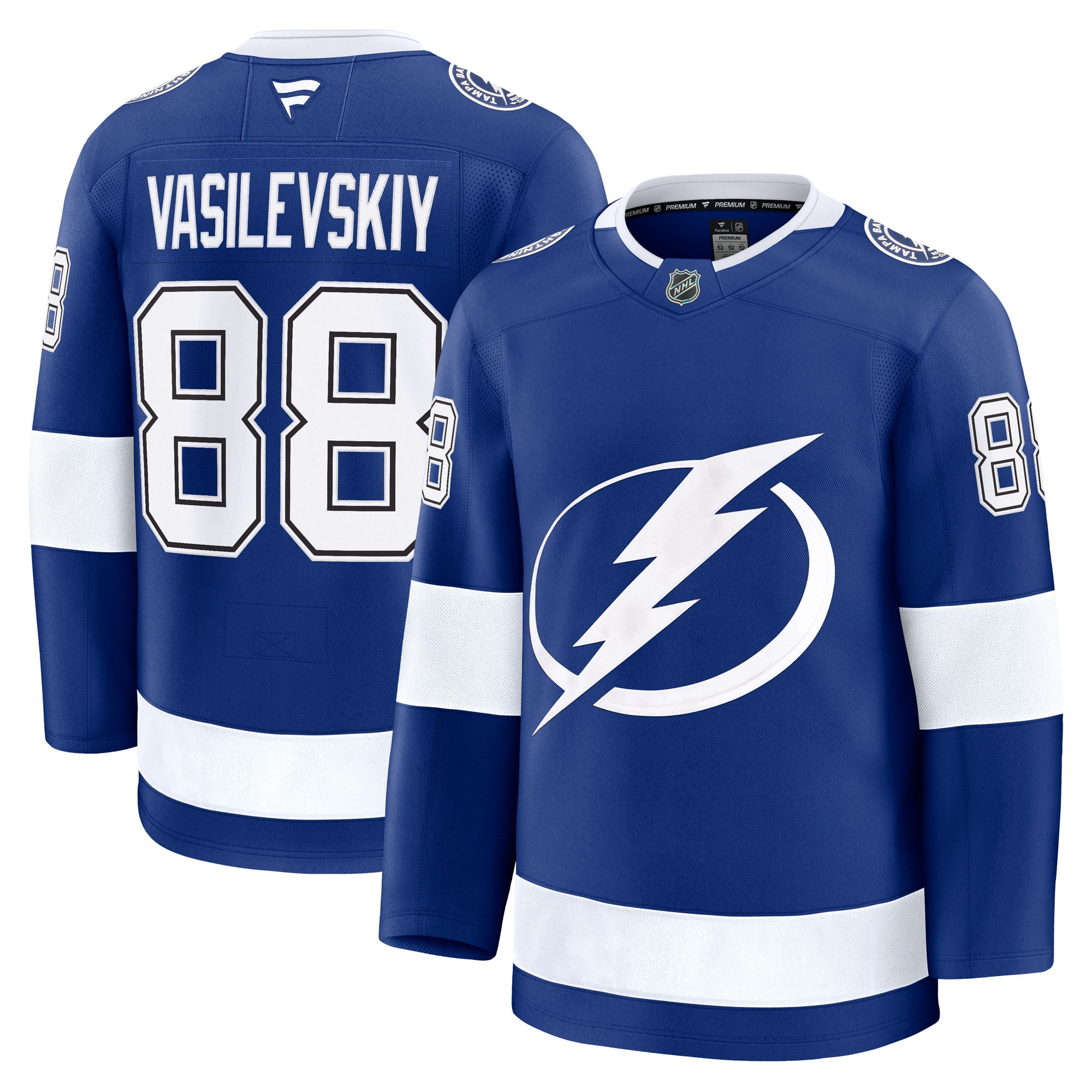 Men's Tampa Bay Lightning Andrei Vasilevskiy Blue Home Premium Hockey Jersey - JS249 