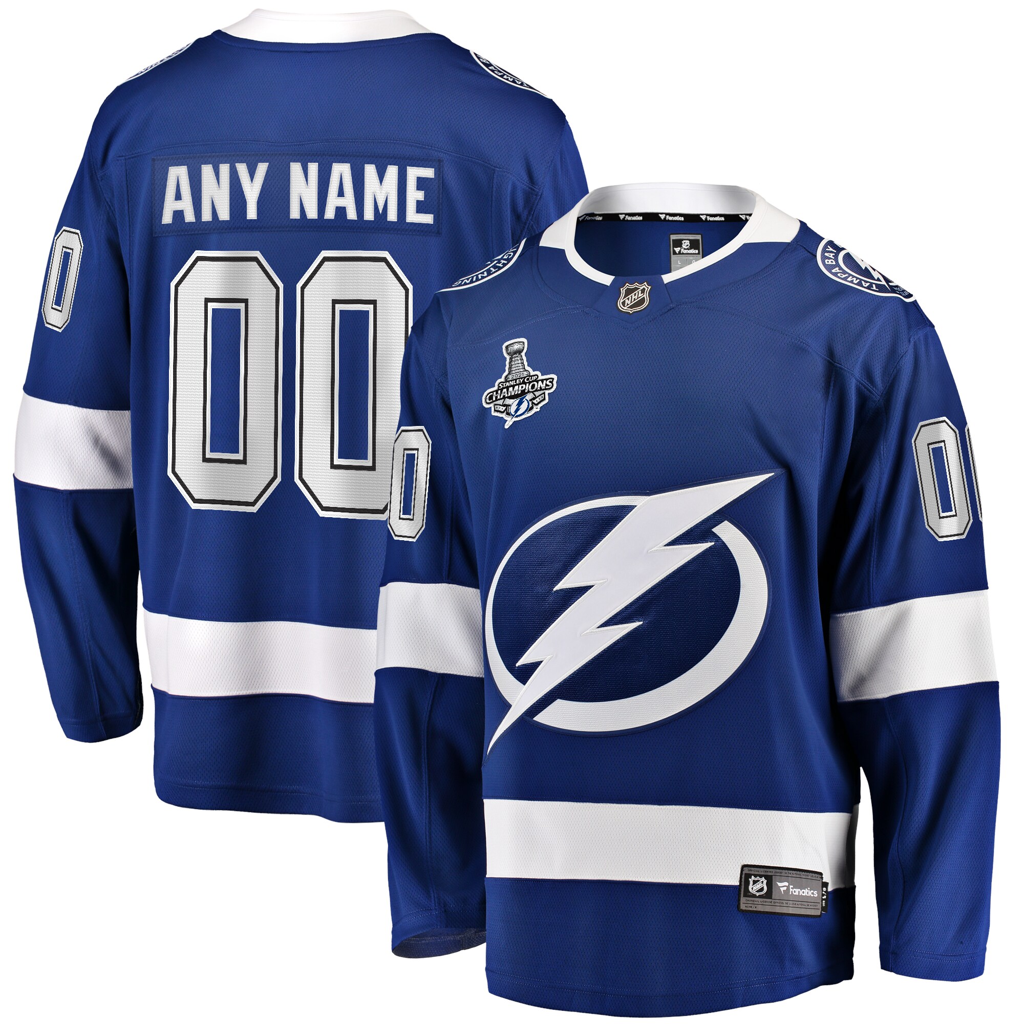 Men's Tampa Bay Lightning Blue 2021 Stanley Cup Champions Home Breakaway Custom Hockey Jersey - JS116 