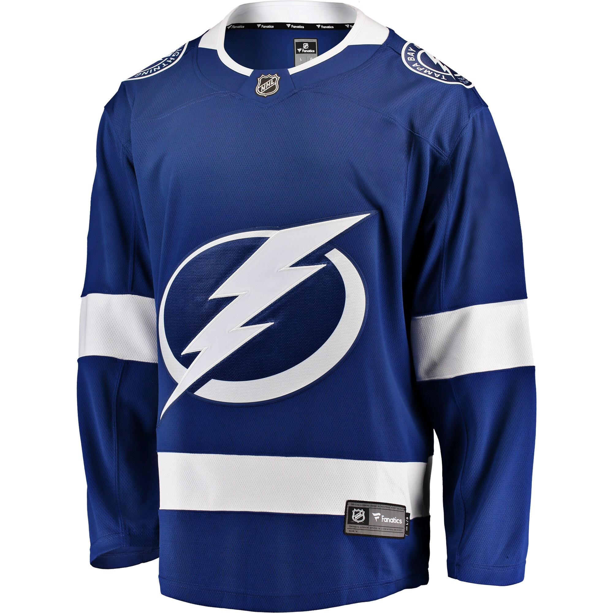 Alternative view of Men's Tampa Bay Lightning Blue Breakaway Home Hockey Jersey - JS727 