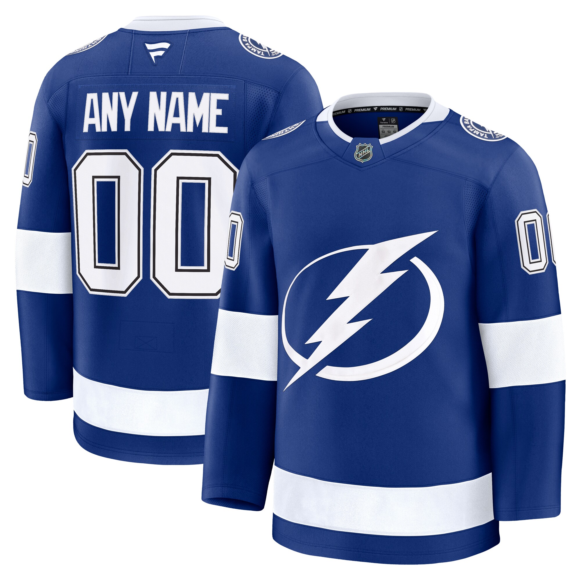 Men's Tampa Bay Lightning Blue Home Premium Custom Hockey Jersey - JS520 