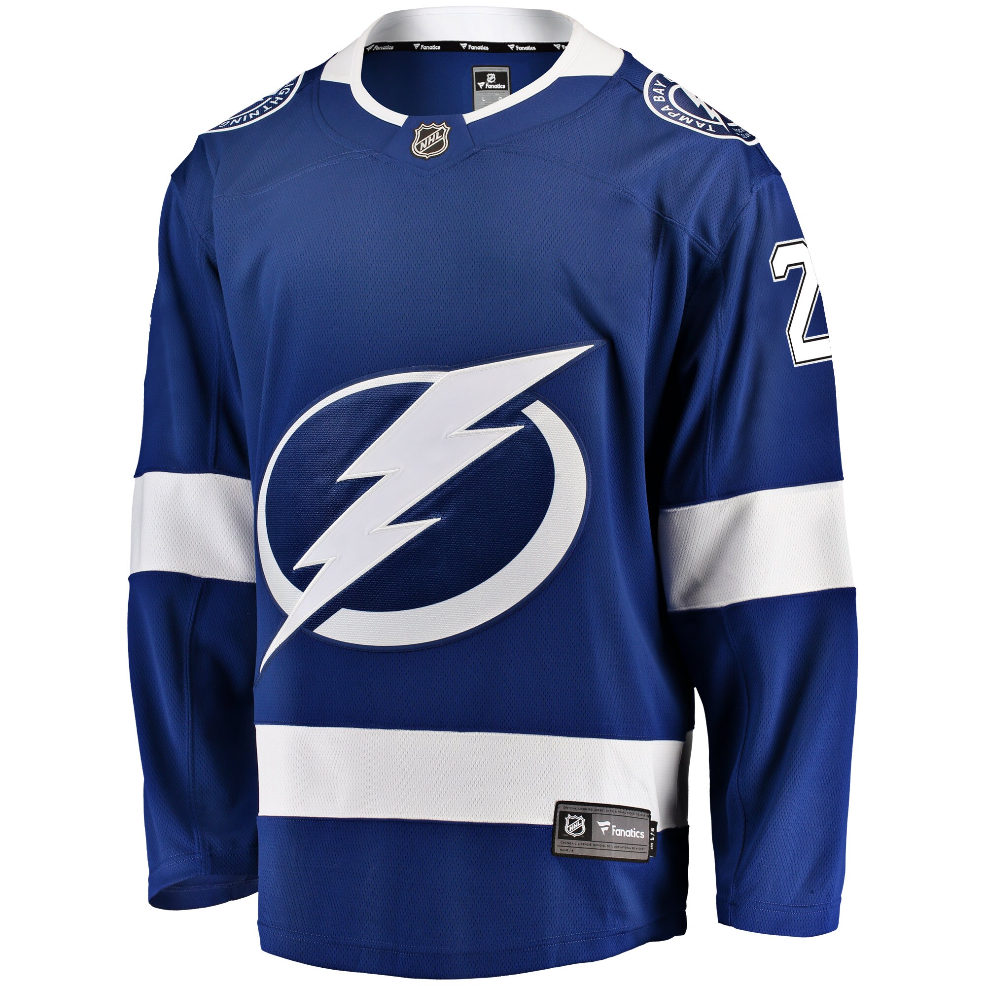 Alternative view of Men's Tampa Bay Lightning Brayden Point Blue Home Breakaway Player Hockey Jersey - JS833 