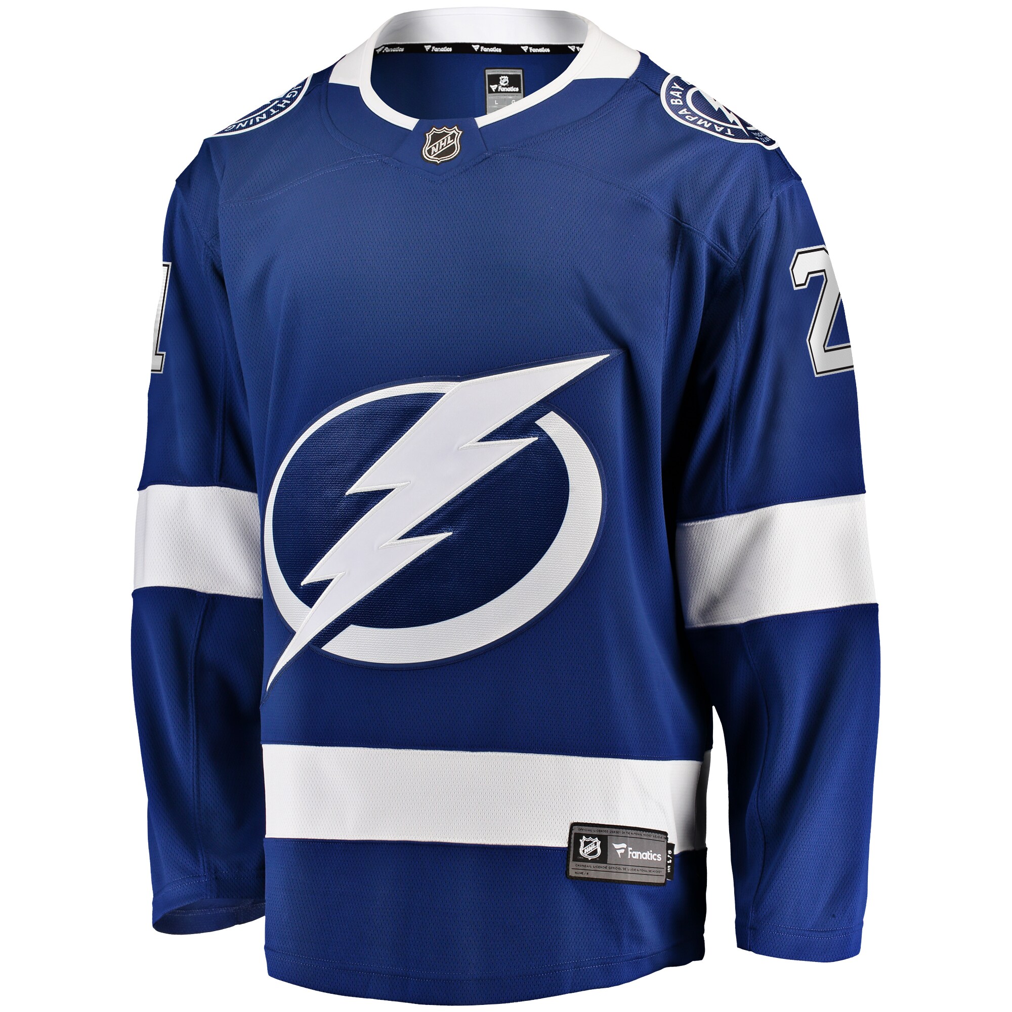 Alternative view of Men's Tampa Bay Lightning Brayden Point Blue Home Premier Breakaway Player Hockey Jersey - JS912 