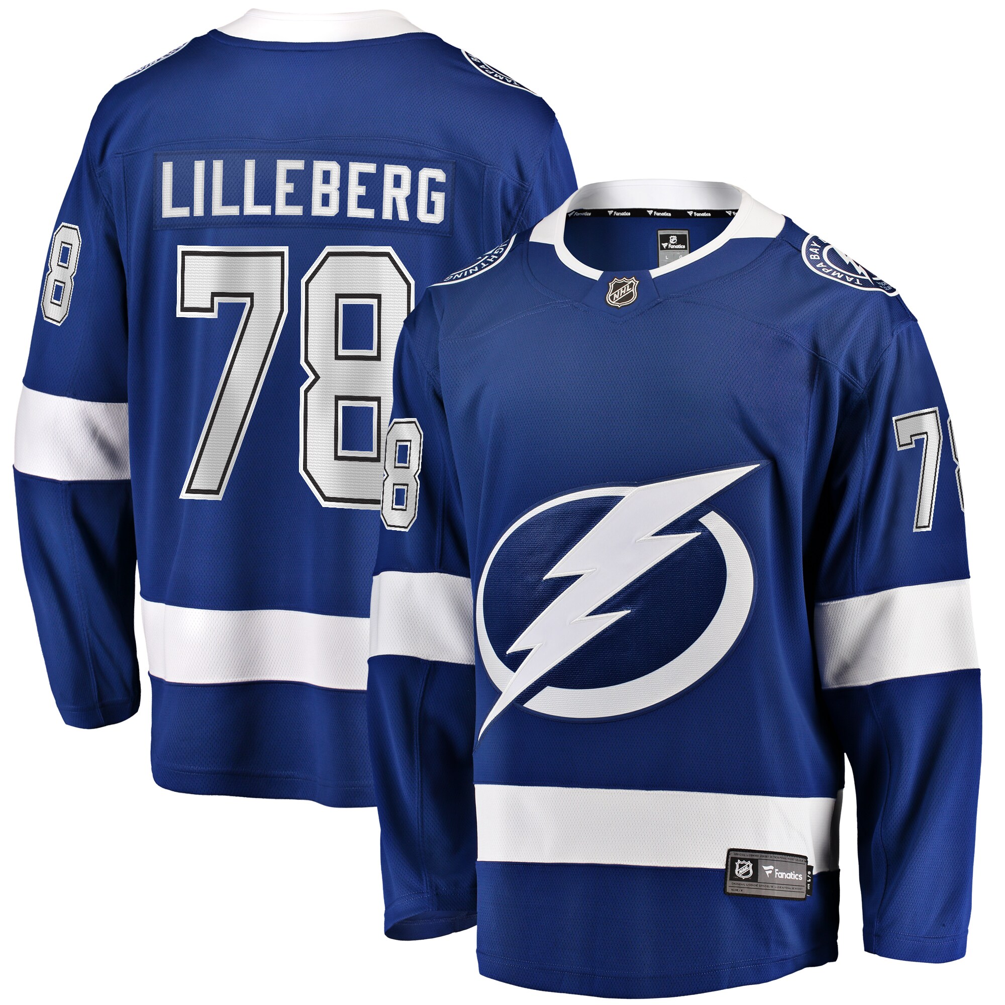 Men's Tampa Bay Lightning Emil Lilleberg Blue Home Premier Breakaway Player Hockey Jersey - JS218 