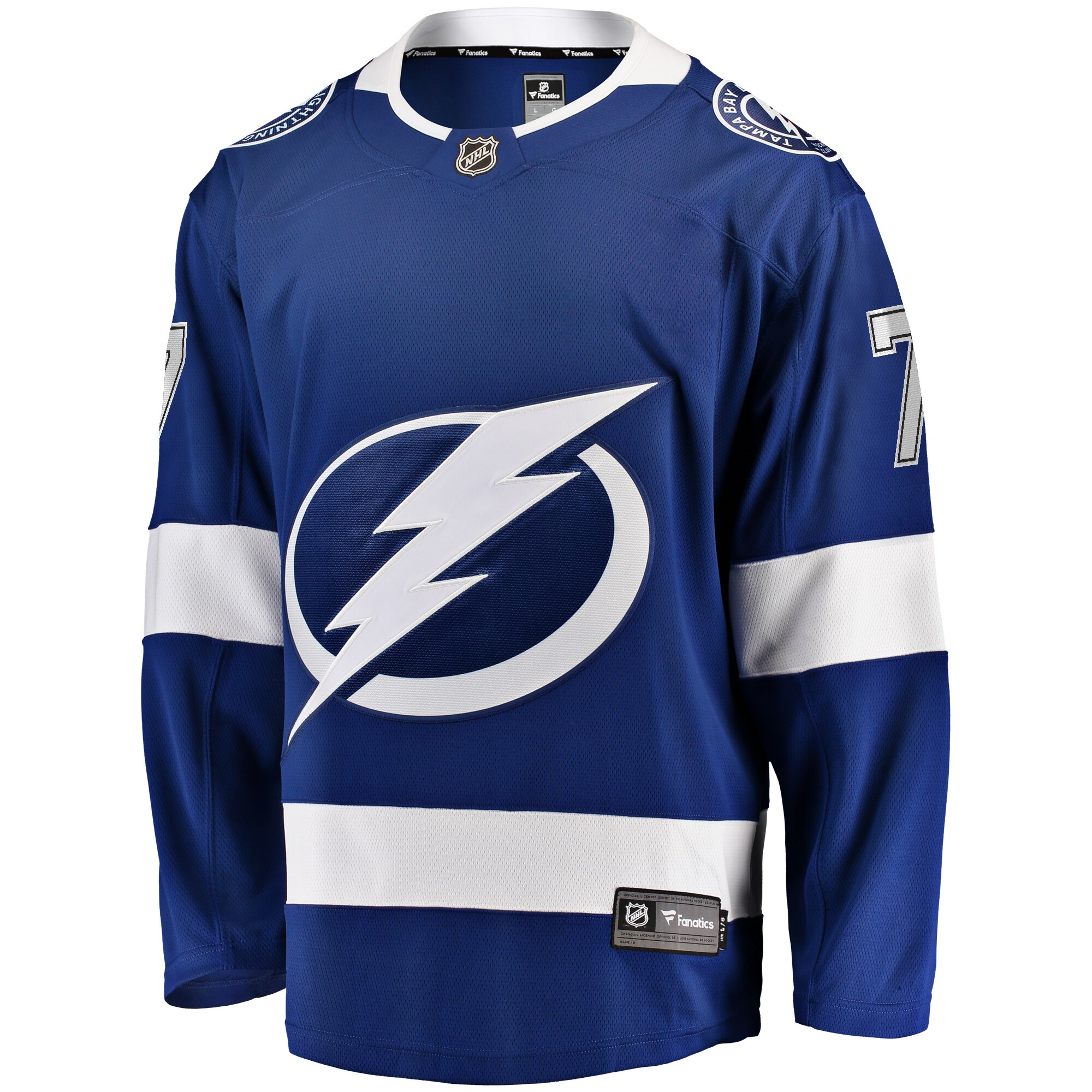 Alternative view of Men's Tampa Bay Lightning Haydn Fleury Blue Home Premier Breakaway Player Hockey Jersey - JS204 