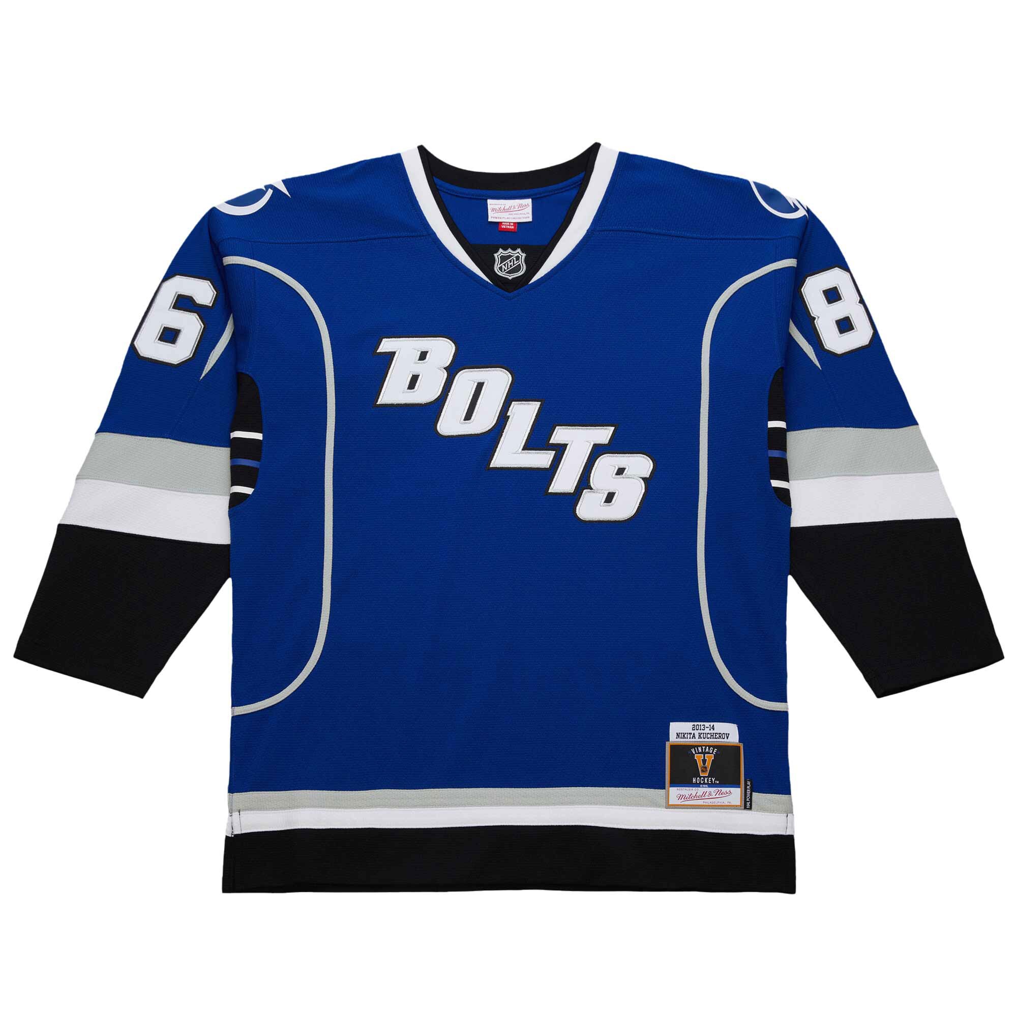 Alternative view of Men's Tampa Bay Lightning Nikita Kucherov Blue 2013-14 Power Play Hockey Jersey - JS877 