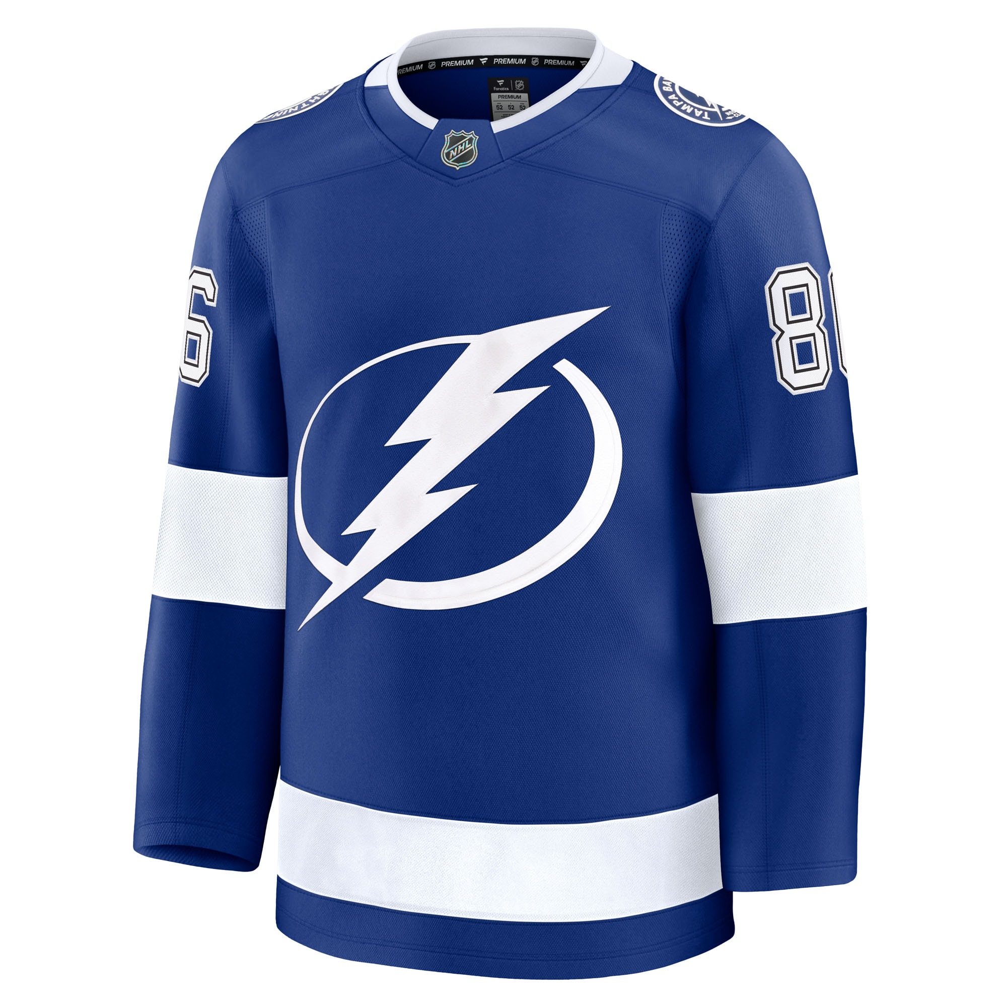 Alternative view of Men's Tampa Bay Lightning Nikita Kucherov Blue Home Premium Hockey Jersey - JS700 