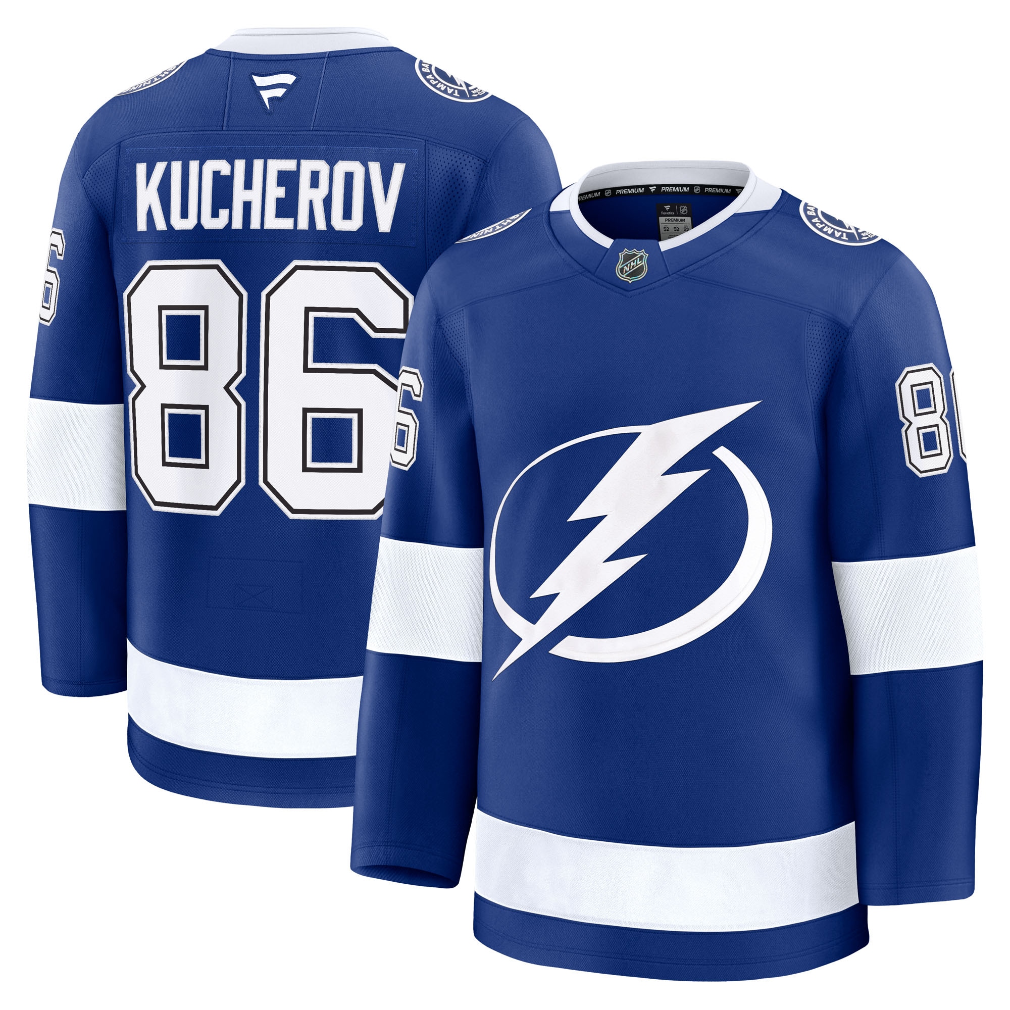Men's Tampa Bay Lightning Nikita Kucherov Blue Home Premium Hockey Jersey - JS700 