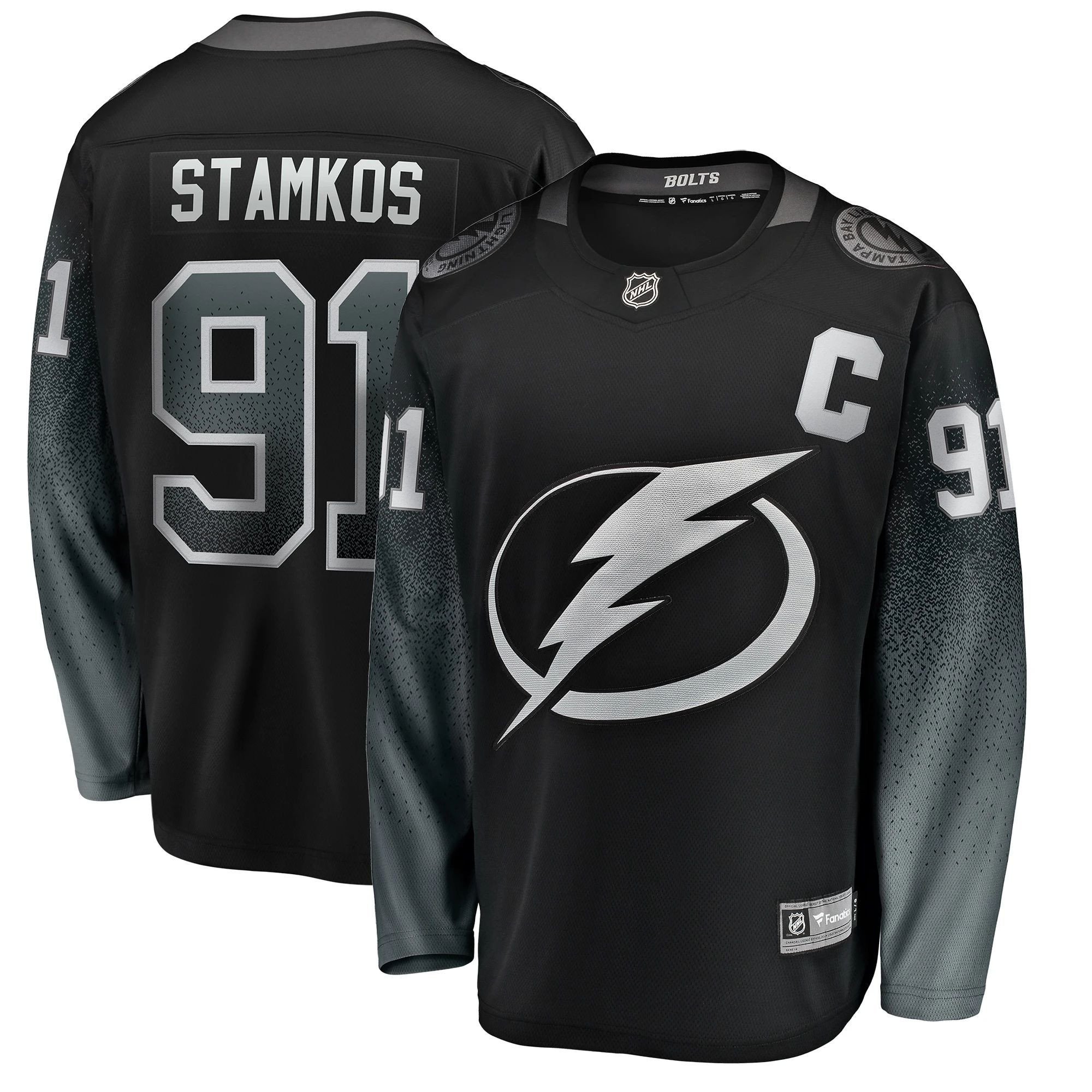 Men's Tampa Bay Lightning Steven Stamkos Black Alternate Breakaway Player Hockey Jersey - JS492 