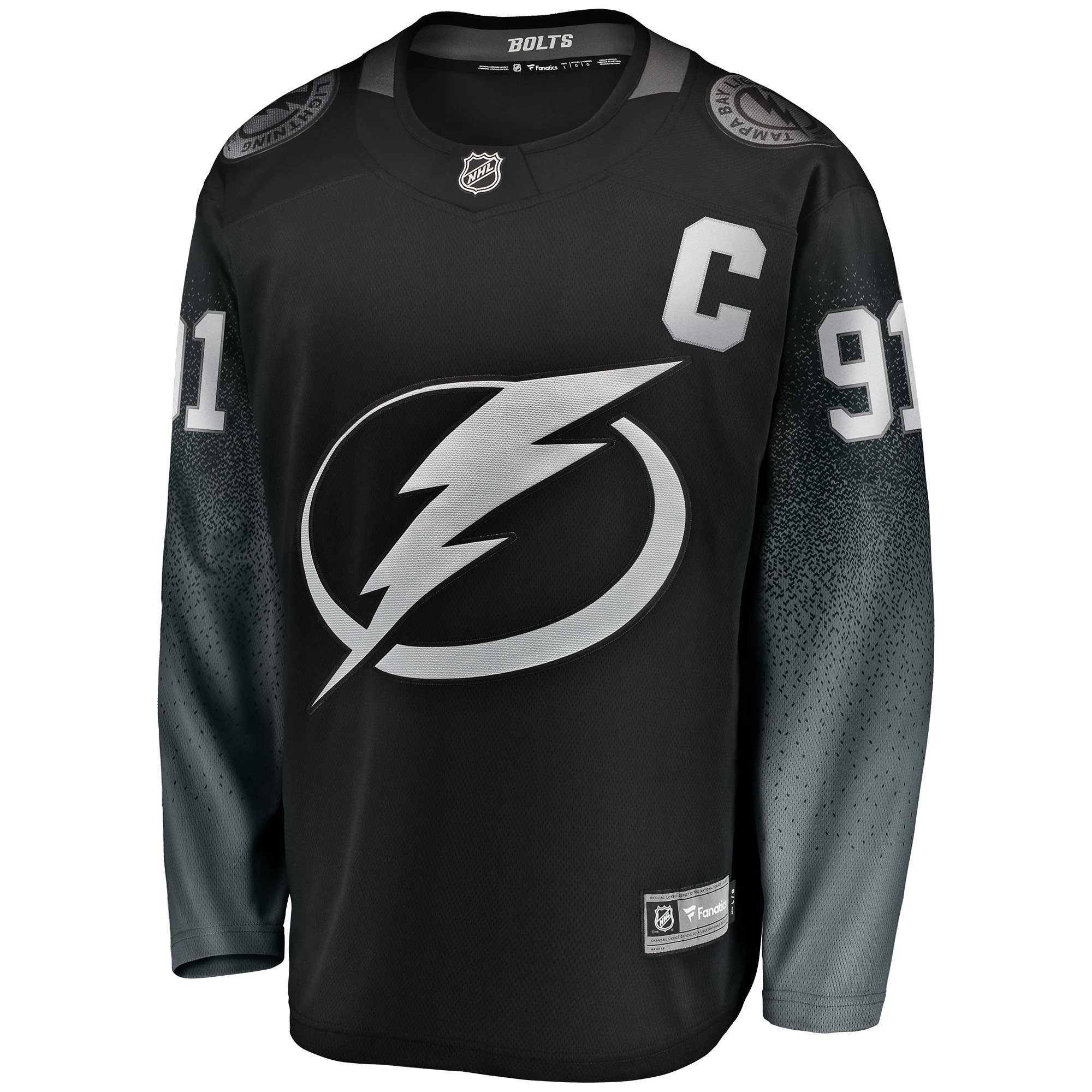 Alternative view of Men's Tampa Bay Lightning Steven Stamkos Black Alternate Breakaway Player Hockey Jersey - JS492 