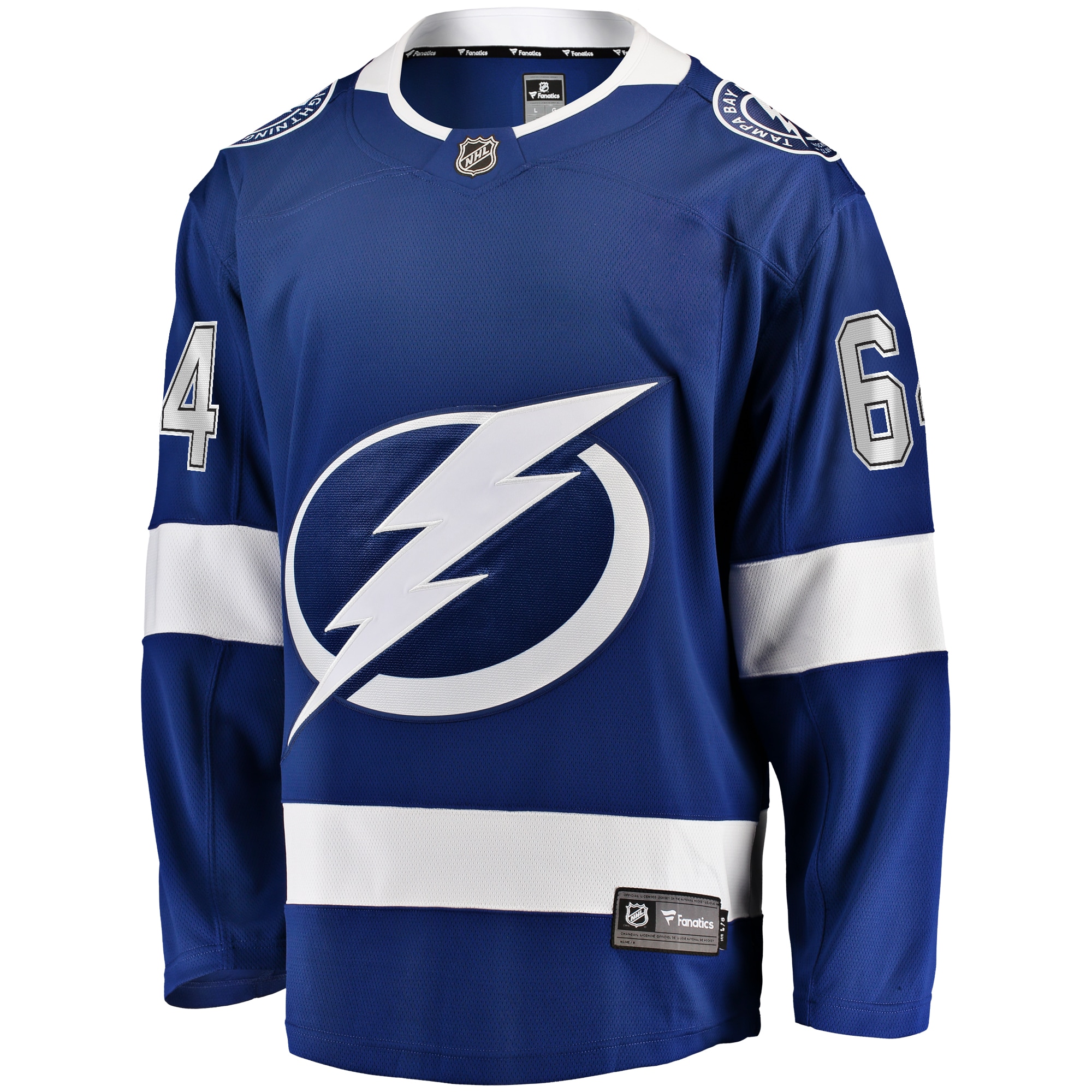Alternative view of Men's Tampa Bay Lightning Tyler Motte Blue Home Premier Breakaway Player Hockey Jersey - JS864 
