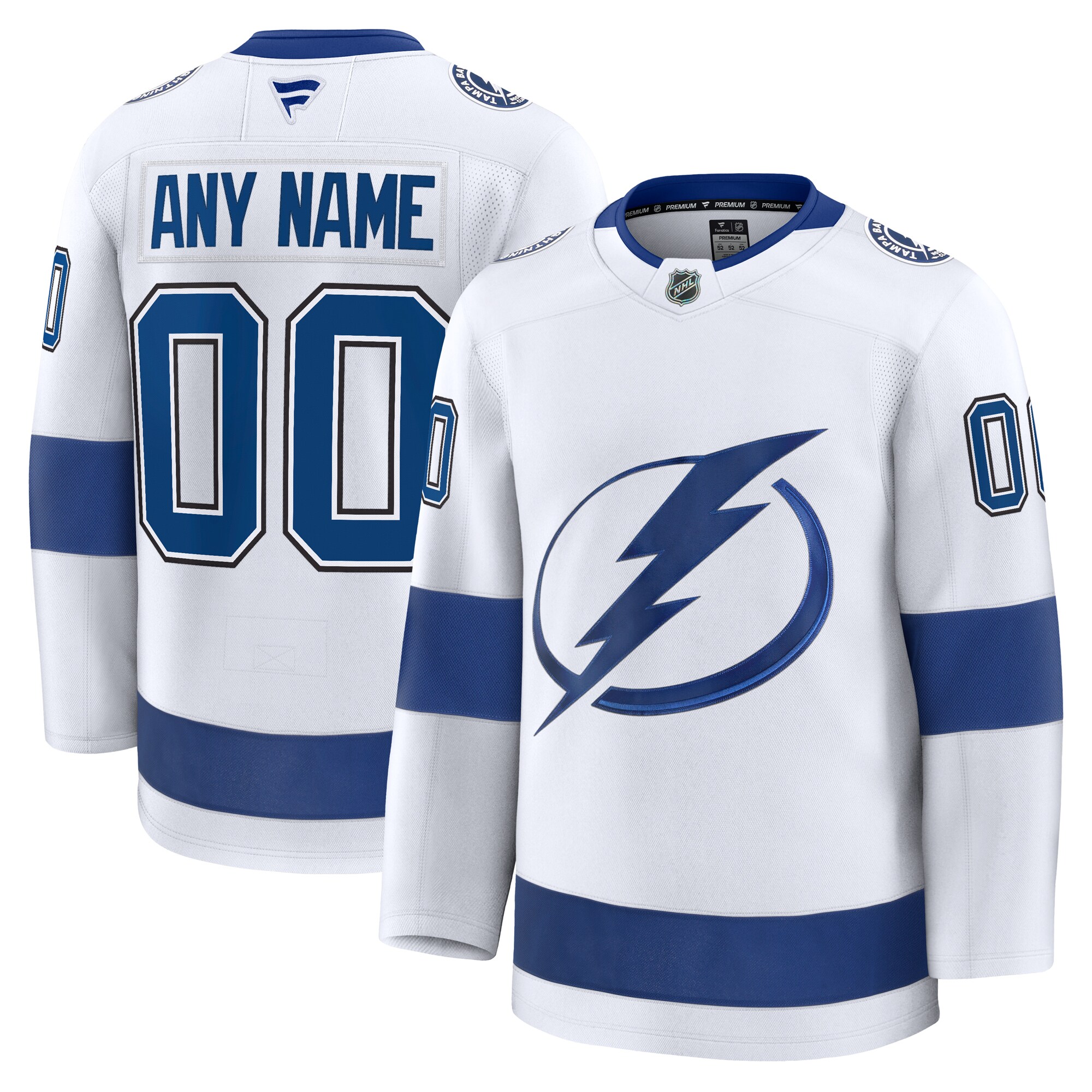 Men's Tampa Bay Lightning White Away Premium Custom Hockey Jersey - JS230 