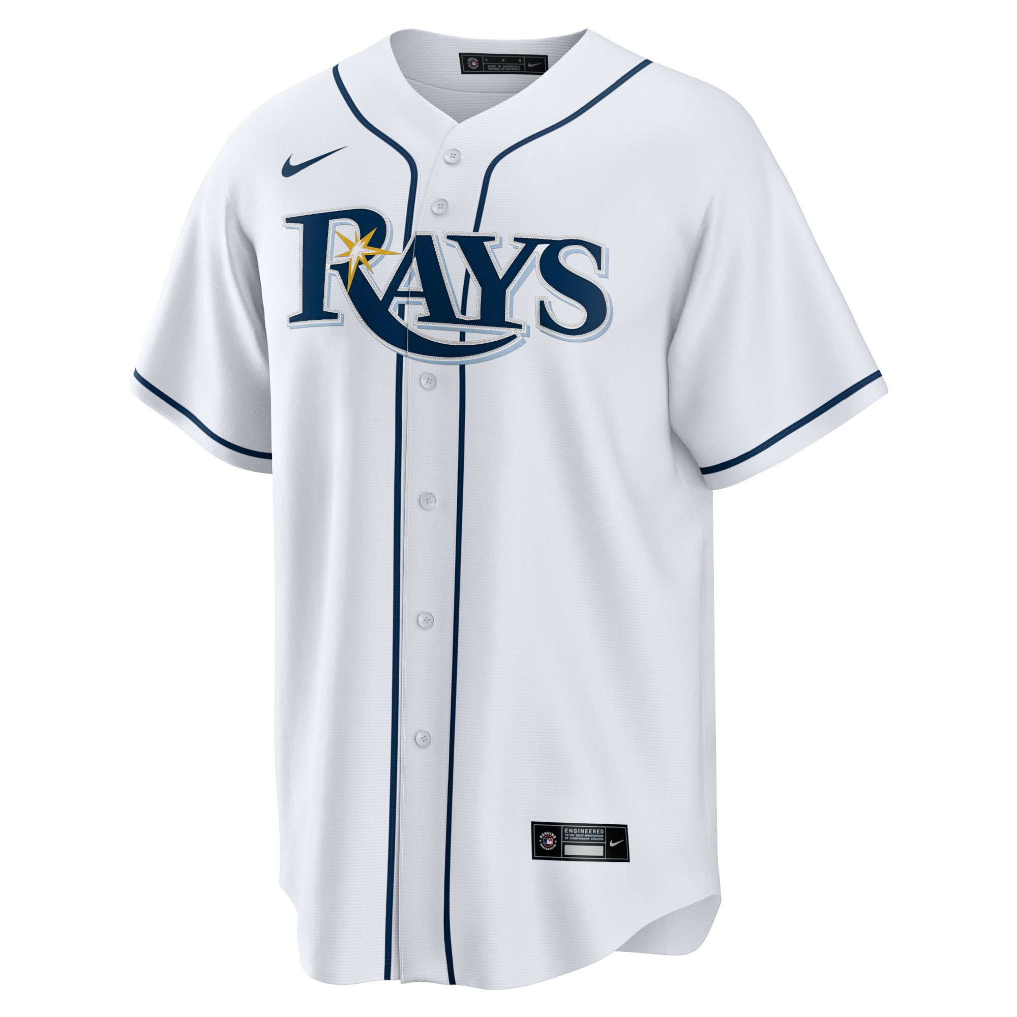 Alternative view of Men's Tampa Bay Rays White Home Team Jersey - JS485 