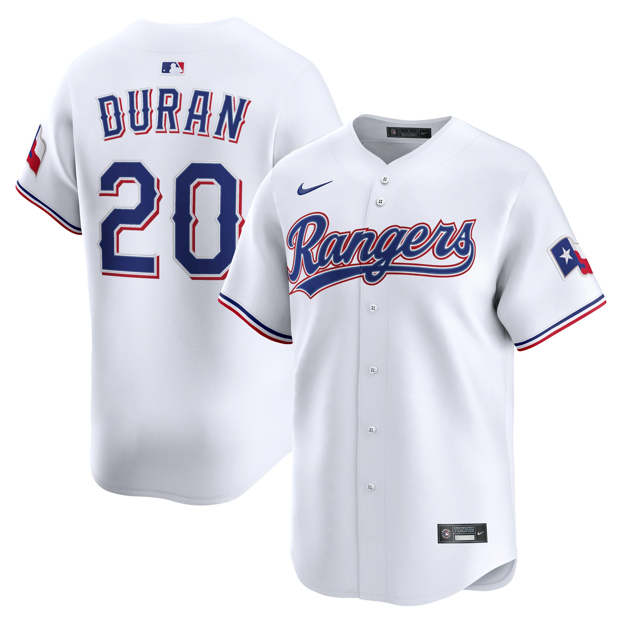 Men's Texas Rangers Ezequiel Duran White Alternate Limited Player Baseball Jersey - JS867 