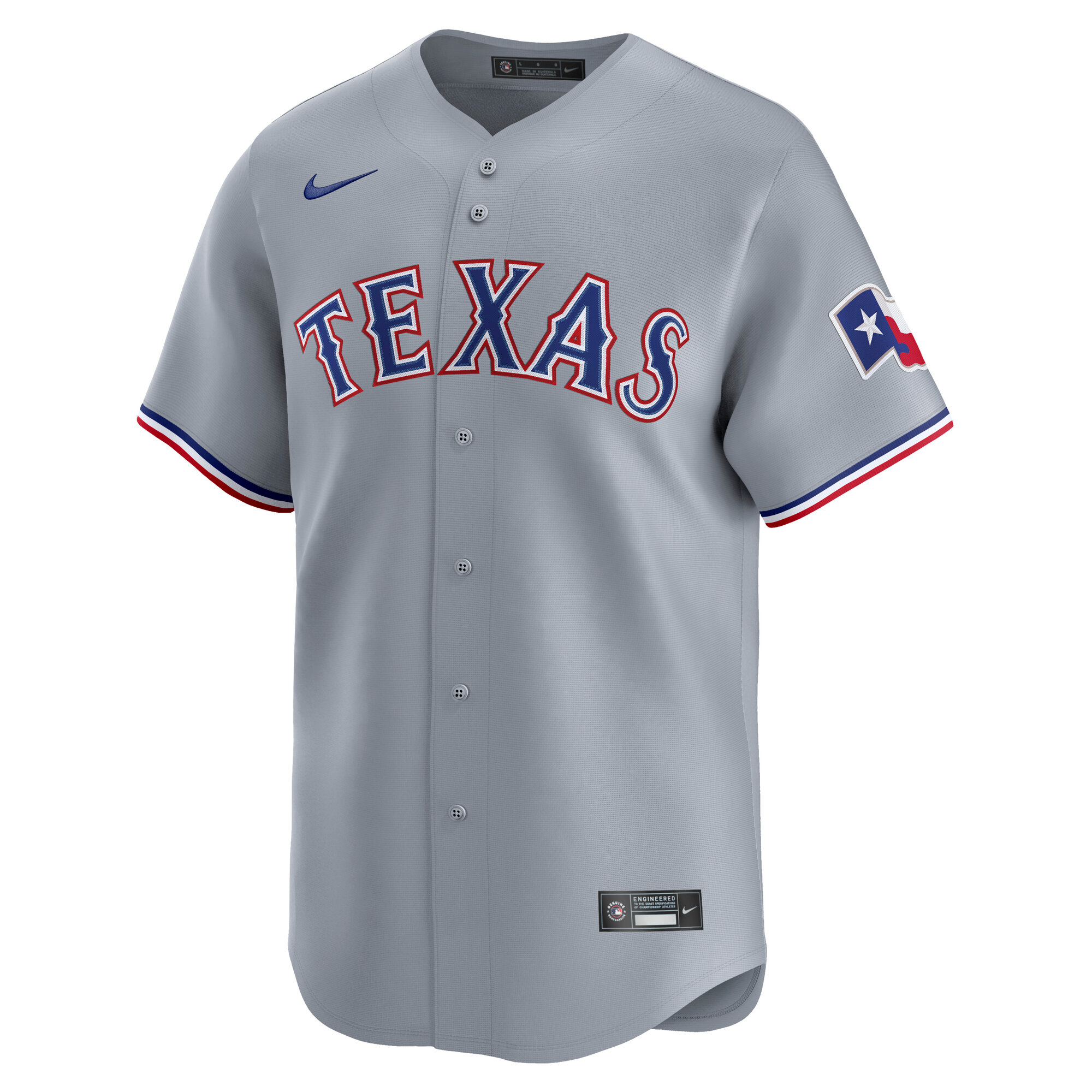 Alternative view of Men's Texas Rangers Jacob deGrom Gray Road Limited Player Baseball Jersey - JS128 